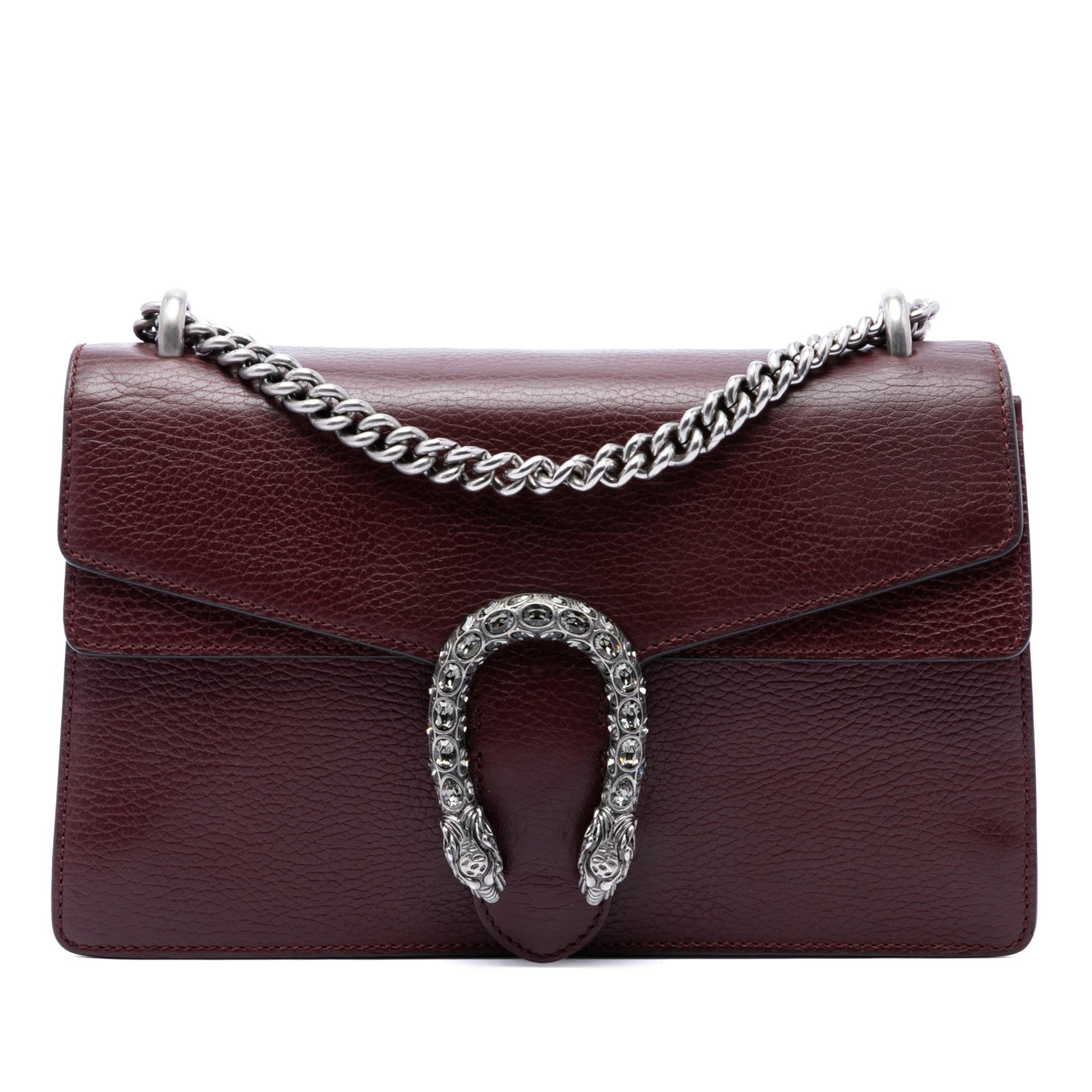 Gucci Dionysus Medium Red Leather Shoulder Bag: Gucci Dionysus Medium Red Leather Shoulder Bag Gucci Dionysus medium shoulder bag in red calfskin leather with the line's signature structured silhouette. It features a curb chain shoulder strap, a fr