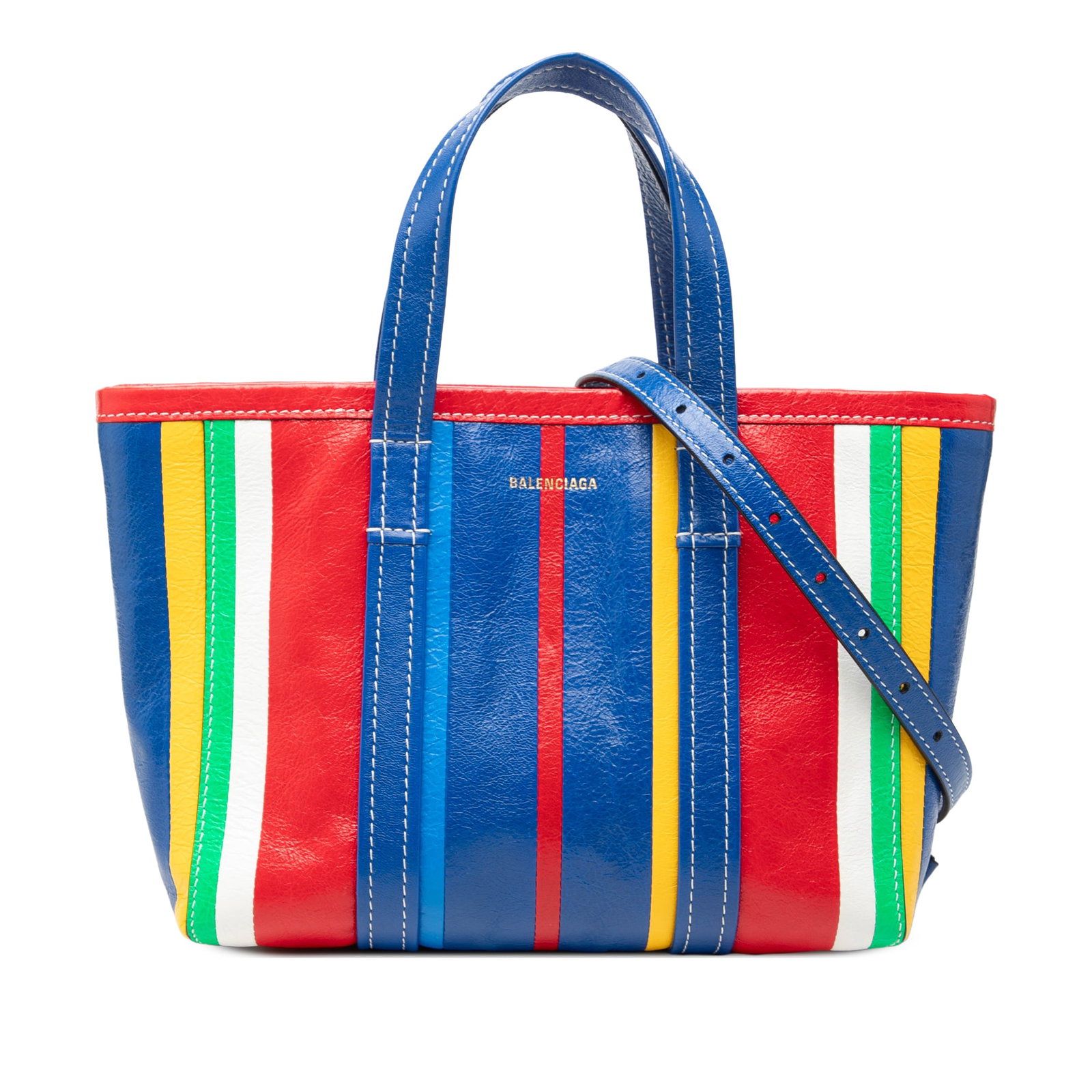 Balenciaga Barbes East West Shopper Tote Small Striped Lambskin (1 of 8)
