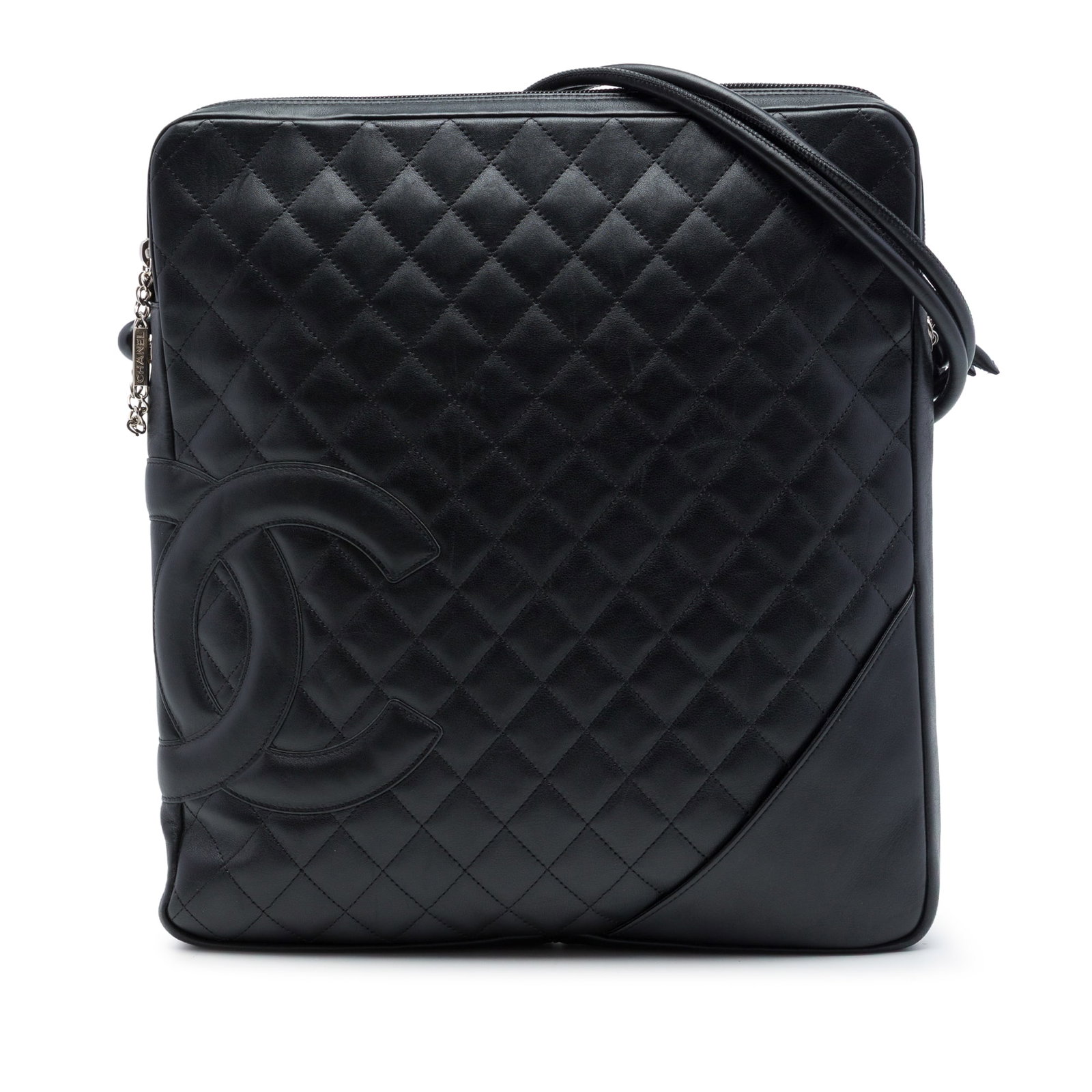 Chanel Cambon Ligne Large Quilted Lambskin Crossbody Bag: Chanel Cambon Ligne Large Quilted Lambskin Crossbody Bag A Chanel Cambon Ligne crossbody bag crafted in black quilted lambskin leather. This large crossbody style features a rolled leather strap, top 