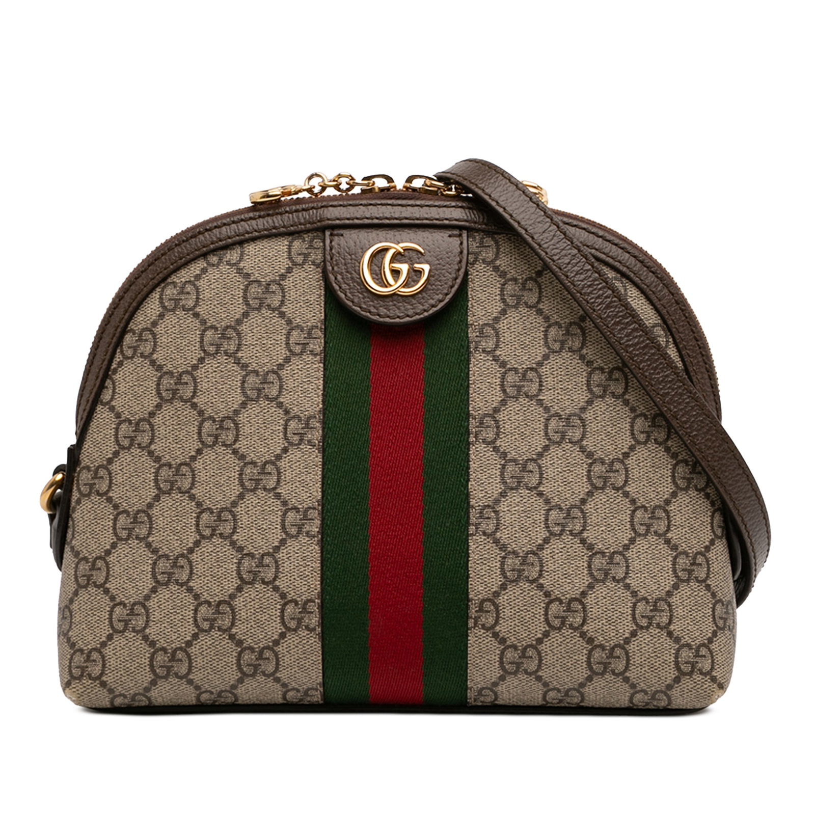 Gucci Ophidia Dome Crossbody Small GG Supreme Web Bag: Gucci Ophidia Dome Crossbody Small GG Supreme Web Bag Gucci Ophidia dome crossbody bag crafted with a coated canvas body, leather trim, and the signature web detail. The bag features a flat leather st