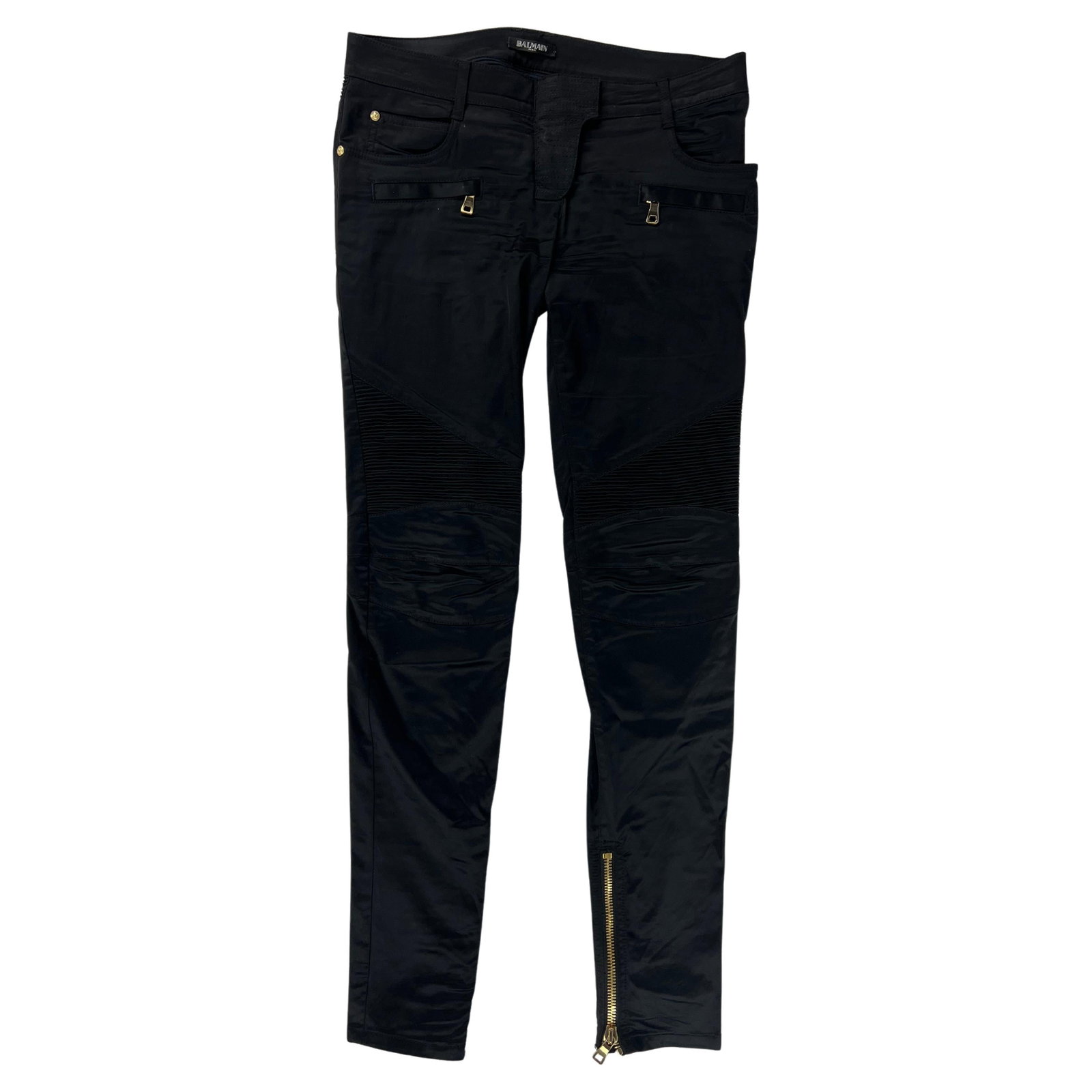 Balmain size 40 black cotton skinny pants (1 of 8)