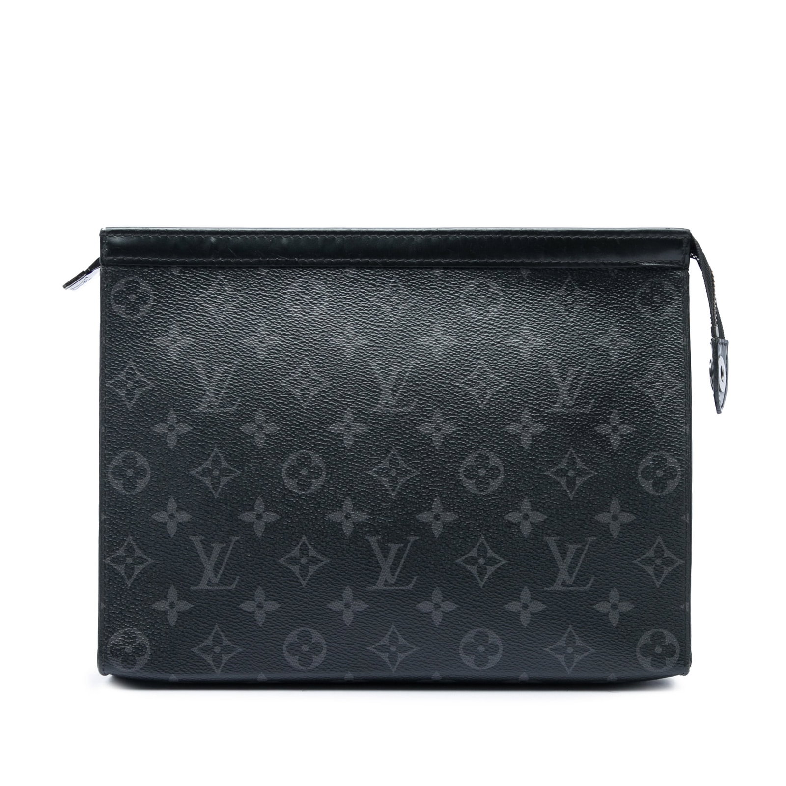 Louis Vuitton Pochette Voyage MM Monogram Eclipse Clutch Bag: Louis Vuitton Pochette Voyage MM Monogram Eclipse Clutch Bag Louis Vuitton Monogram Eclipse Pochette Voyage MM clutch bag in black monogram eclipse canvas with leather trim. It features a top zip clos