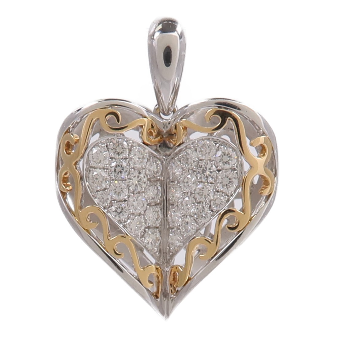 18K White and Rose Gold Diamond Pendant Top 0.360ct (1 of 5)