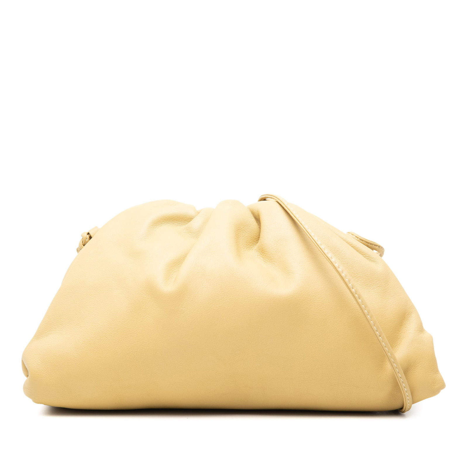 Yellow Leather Crossbody Bottega Veneta The Mini Pouch: Yellow Leather Crossbody Bottega Veneta The Mini Pouch A compact Bottega Veneta Mini Pouch Crossbody crafted in yellow lambskin leather with a flat leather strap and magnetic closure. Made in Italy, t