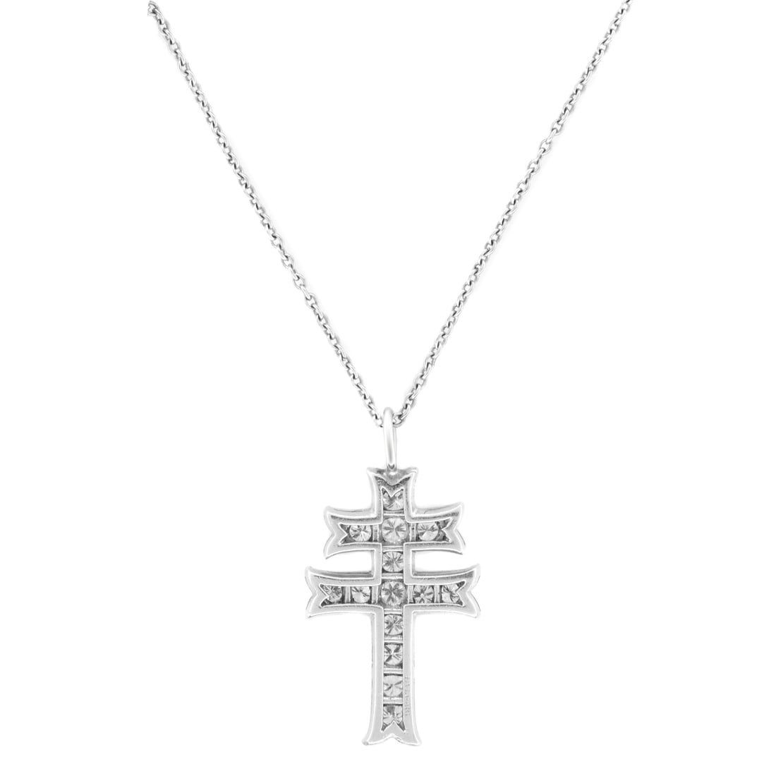 Rachel Koen Platinum Diamond Cross Pendant Necklace 0.33ct 16in (1 of 4)