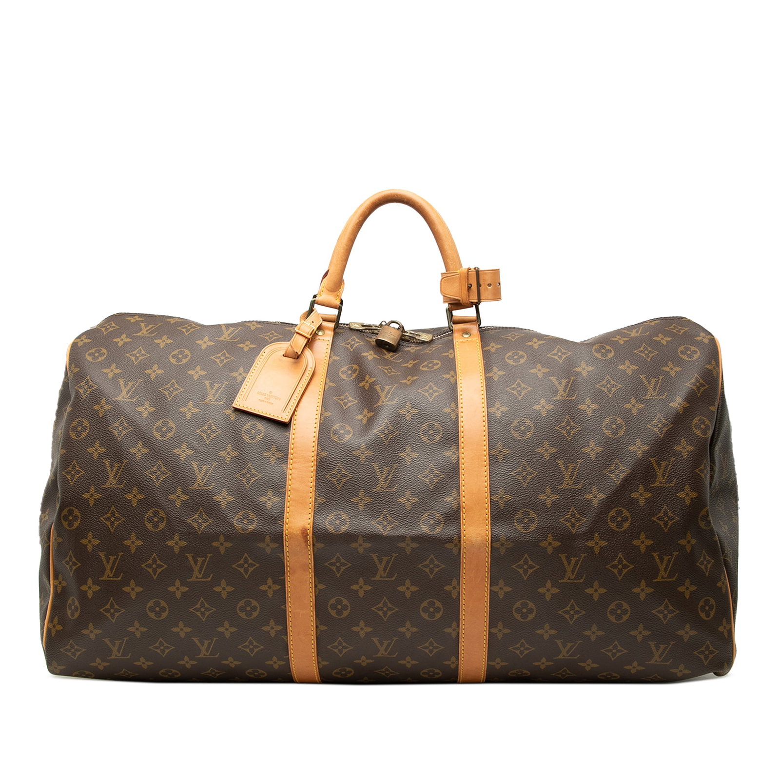 Louis Vuitton Keepall 60 Monogram Canvas Travel Bag: Louis Vuitton Keepall 60 Monogram Canvas Travel Bag Louis Vuitton Monogram Keepall 60 travel bag crafted with a monogram canvas body, vachetta leather trim, rolled vachetta leather handles, and a top 