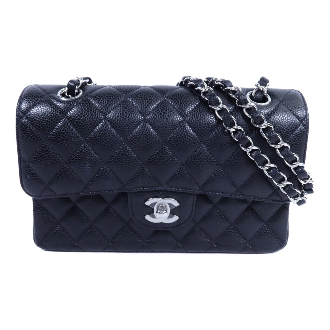 CHANEL A01113 Classic 23 Shoulder Bag Black Calfskin CC SHW (1 of 15)