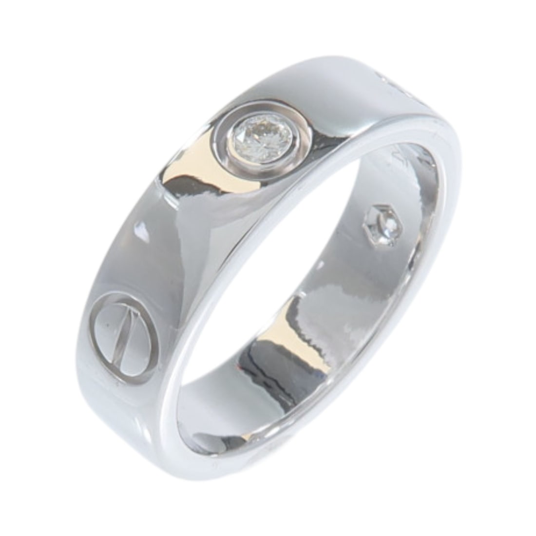 Cartier Love 3 Diamond Ring 18K White Gold Size 7.75: Cartier Love 3 Diamond Ring 18K White Gold Size 7.75 Cartier Love ring crafted in 18K white gold and set with 3 diamonds. This women's ring is made in France and comes in very good condition. Accessor