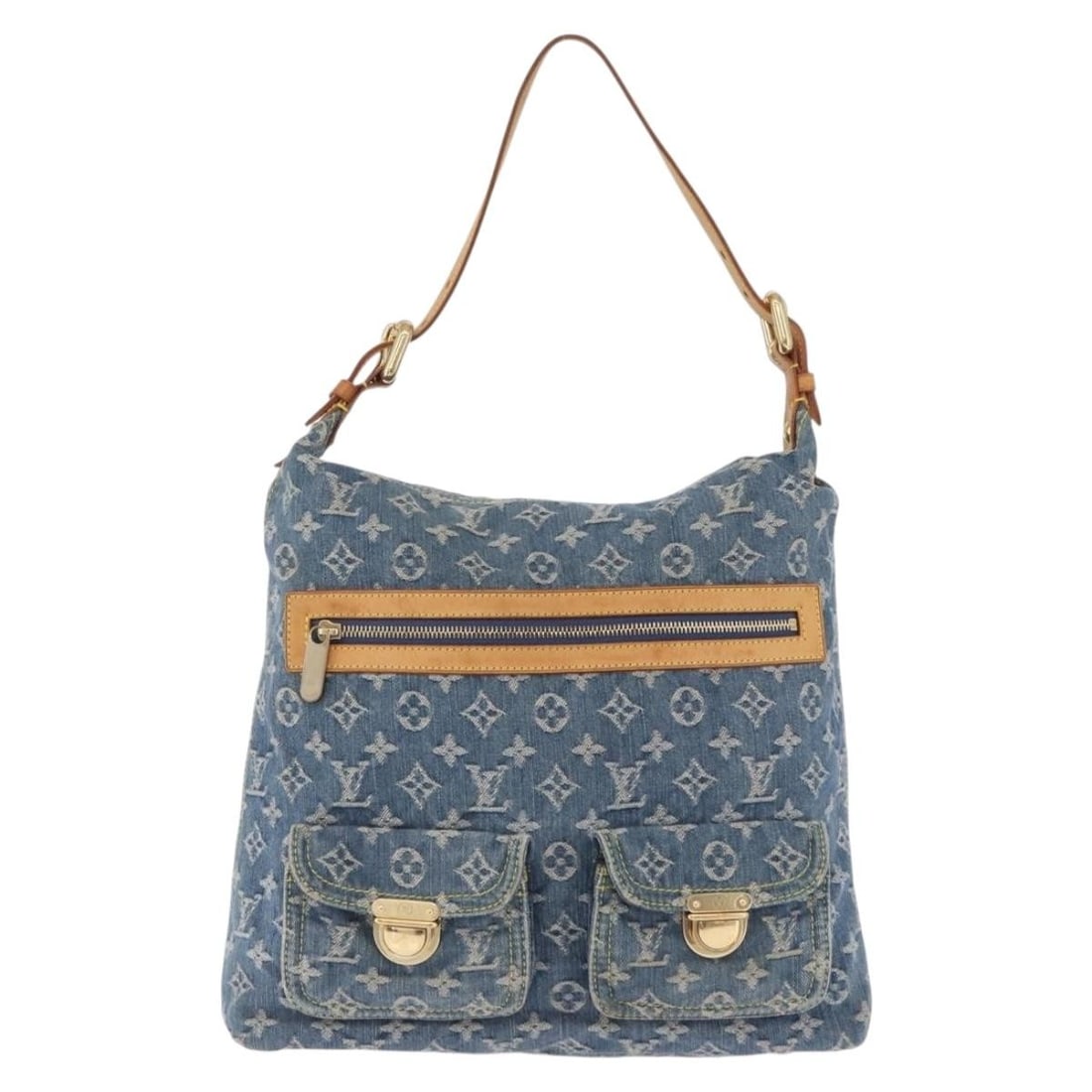 Louis Vuitton Baggy grand modele blue canvas shoulder bag: Louis Vuitton Baggy grand modele blue canvas shoulder bag Louis Vuitton Baggy grand modele denim bag in blue canvas with leather trim. Made in France, this women's bag is presented in good condition w