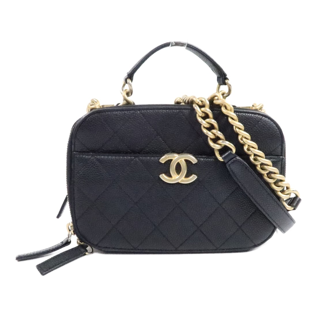 CHANEL Camera 2 Way Shoulder Bag Black Calfskin Chain Strap: CHANEL Camera 2 Way Shoulder Bag Black Calfskin Chain Strap CHANEL camera bag in black calfskin leather with a 2-way chain shoulder design. Made for women, this bag features a compact structured silho