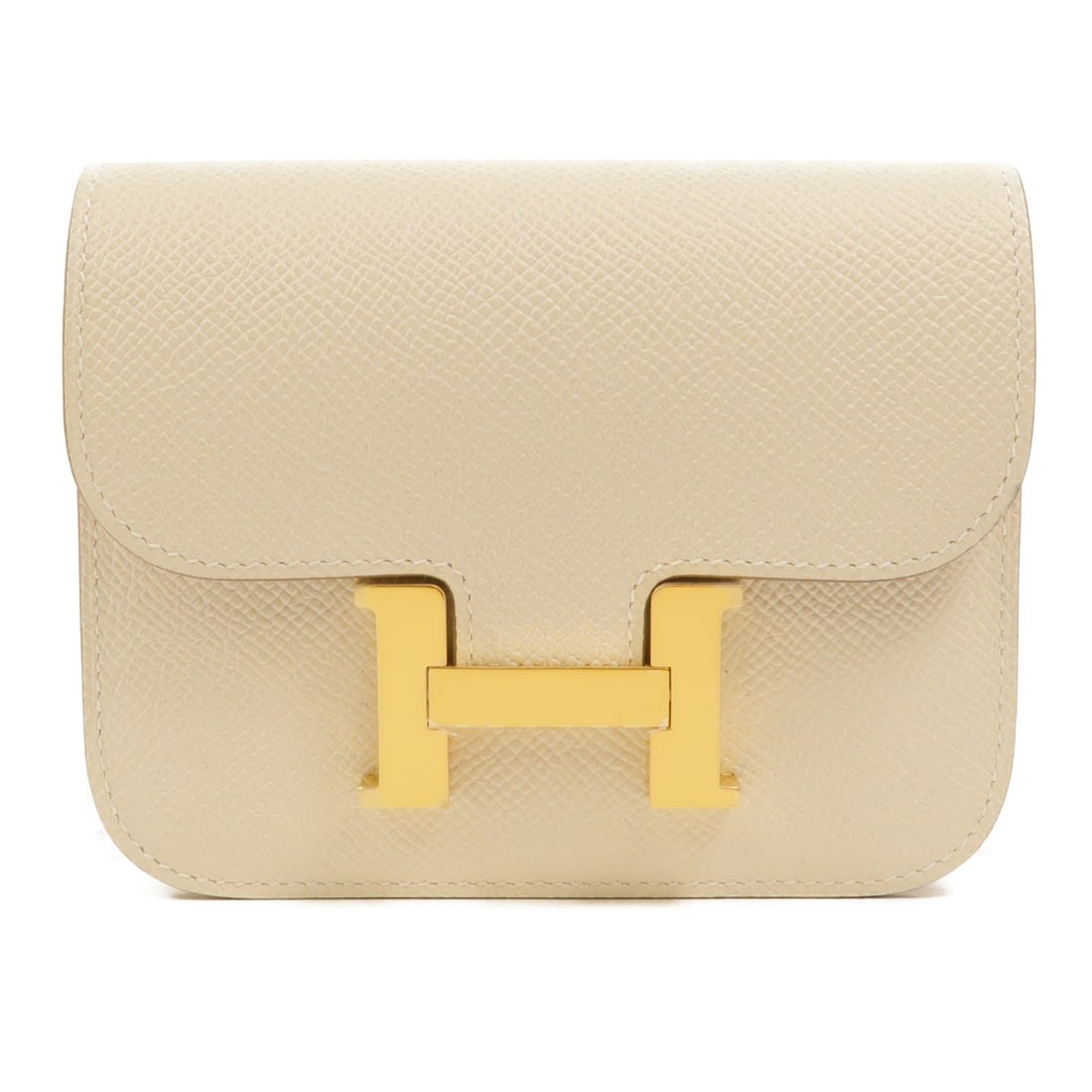 Hermes Constance Slim bifold wallet in Nata Epsom calfskin: Hermes Constance Slim bifold wallet in Nata Epsom calfskin Hermes Constance Slim bi-fold wallet in Epsom leather with a slim, structured design and removable zipped purse. Finished in Nata with gold-t