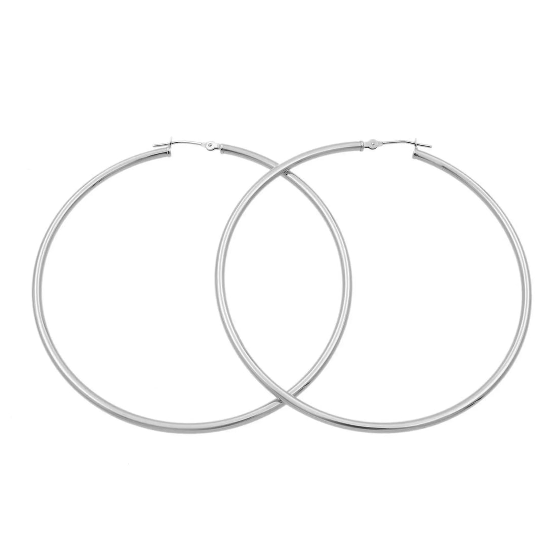 Rachel Koen 14K White Gold Large Hoop Earrings 2.2inch High Polish (1 of 3)
