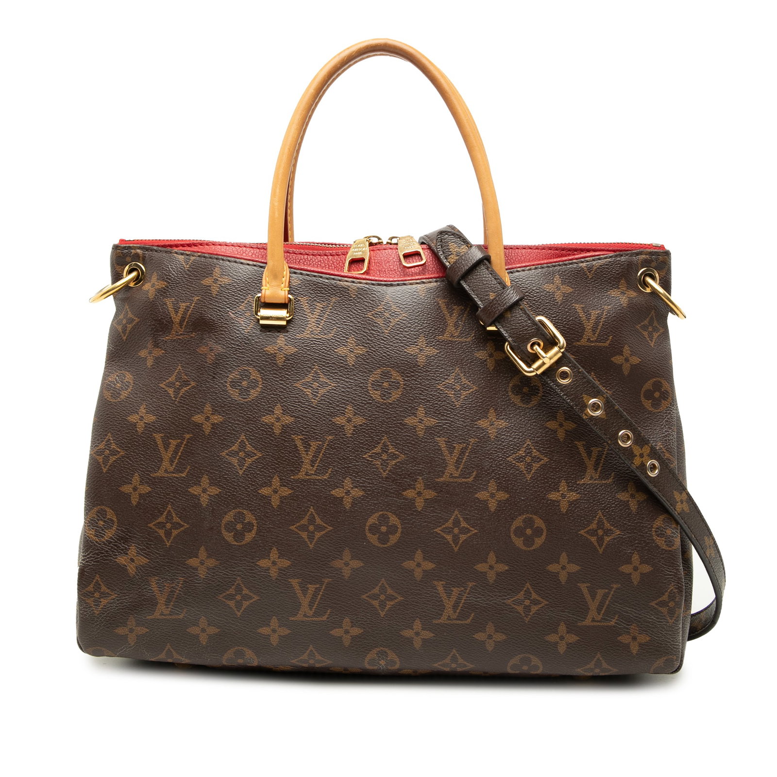 Louis Vuitton Pallas MM Monogram Satchel with Detachable Strap: Louis Vuitton Pallas MM Monogram Satchel with Detachable Strap Louis Vuitton Monogram Pallas MM satchel in brown monogram canvas with rolled leather handles and a detachable flat strap. The bag featur