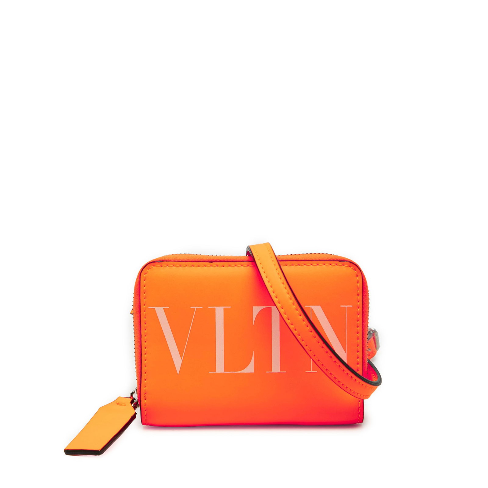 Valentino VLTN Leather Wallet Crossbody with Detachable Strap: Valentino VLTN Leather Wallet Crossbody with Detachable Strap Valentino Calfskin VLTN Wallet with Neck Strap is a crossbody bag made with a leather body and leather material, featuring an adjustable a