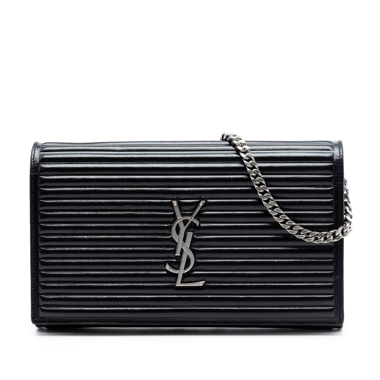 Saint Laurent Kate quilted calfskin crossbody bag: Saint Laurent Kate quilted calfskin crossbody bag This Saint Laurent Medium Horizontal Quilted Calfskin Monogram Kate Crossbody bag features a quilted leather exterior in black, a curb chain link stra