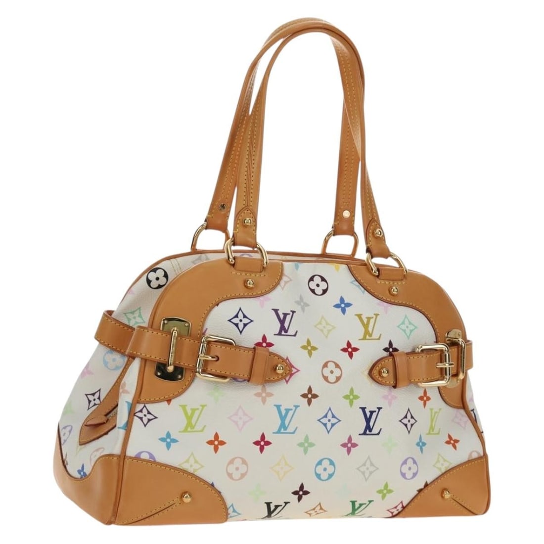 Louis Vuitton Claudia M40193 White Monogram Multicolor Handbag: Louis Vuitton Claudia M40193 White Monogram Multicolor Handbag Louis Vuitton Claudia handbag in white Monogram Multicolor canvas. This women's handbag includes a dust bag and is made in France. Condit