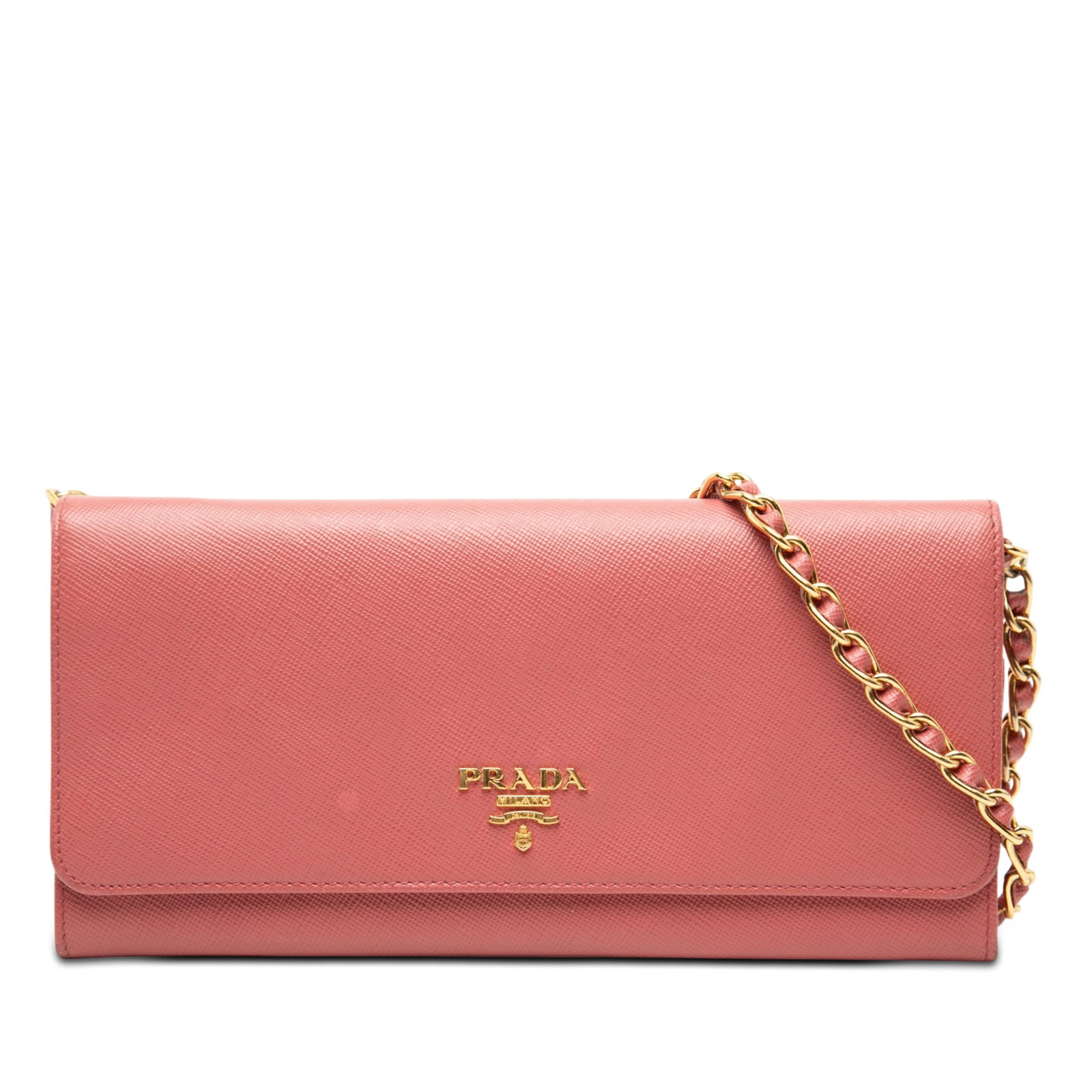 Prada pink saffiano leather chain wallet bag (1 of 6)