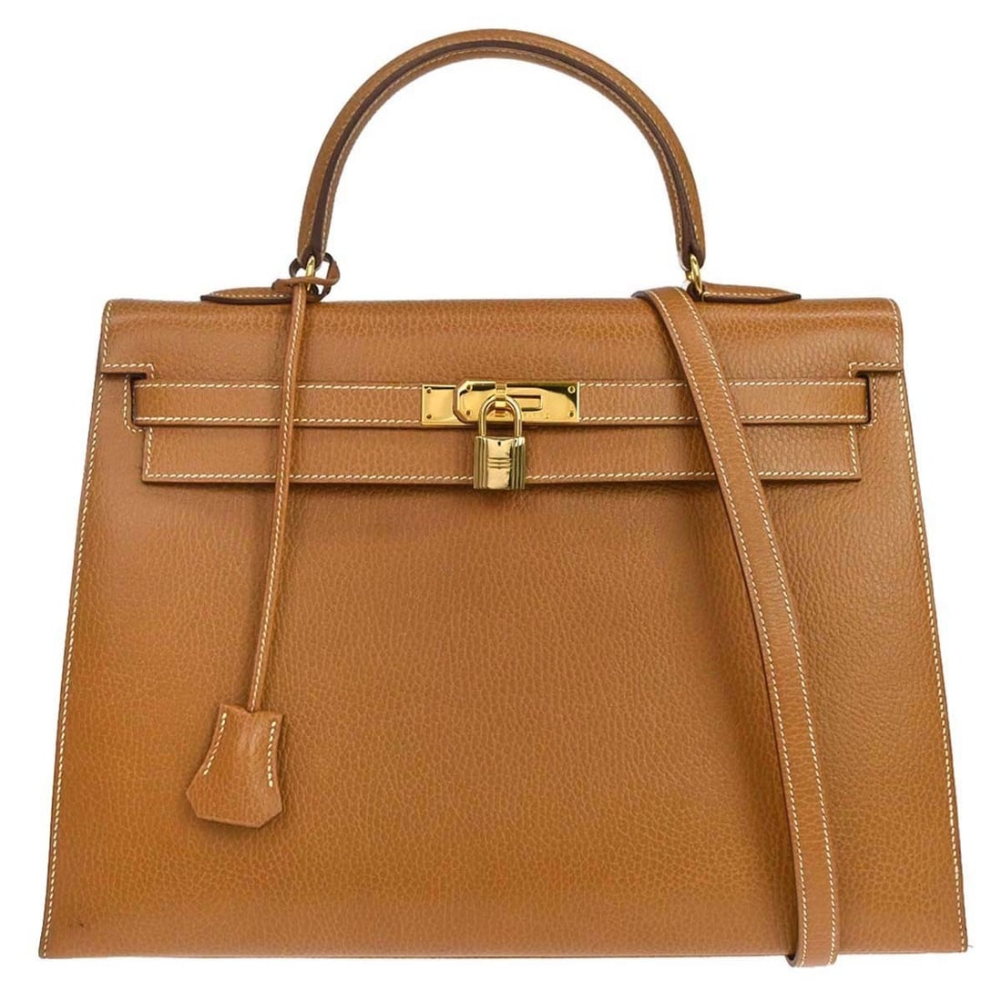 Hermes Kelly 35 Sellier Ardennes Leather 2way Bag Natural Sable: Hermes Kelly 35 Sellier Ardennes Leather 2way Bag Natural Sable Hermes Kelly 35 Sellier 2way handbag in Natural Sable Ardennes leather. It features a turn lock closure, top handle style, gold hardware