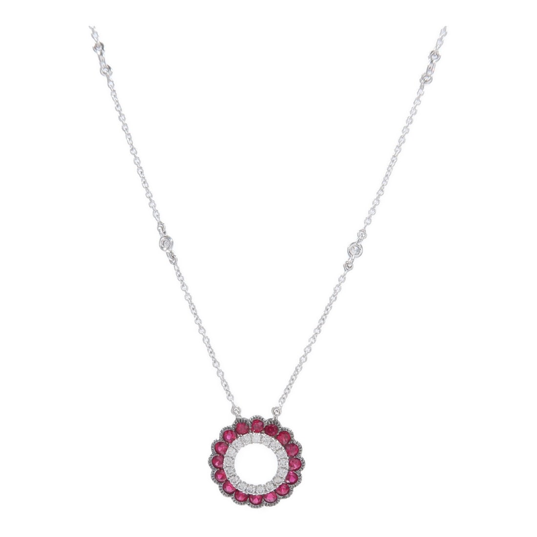 18K White Gold Ruby Diamond Necklace for Women (1 of 7)