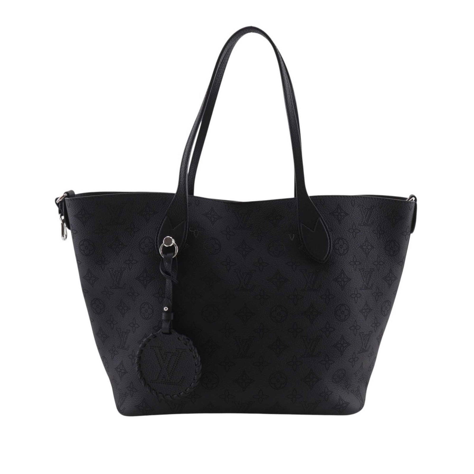 Louis Vuitton Blossom MM Mahina Leather Handbag Black: Louis Vuitton Blossom MM Mahina Leather Handbag Black Louis Vuitton Monogram Mahina Blossom MM handbag crafted in black leather with flat leather handles, an open top with magnetic snap closure, and a