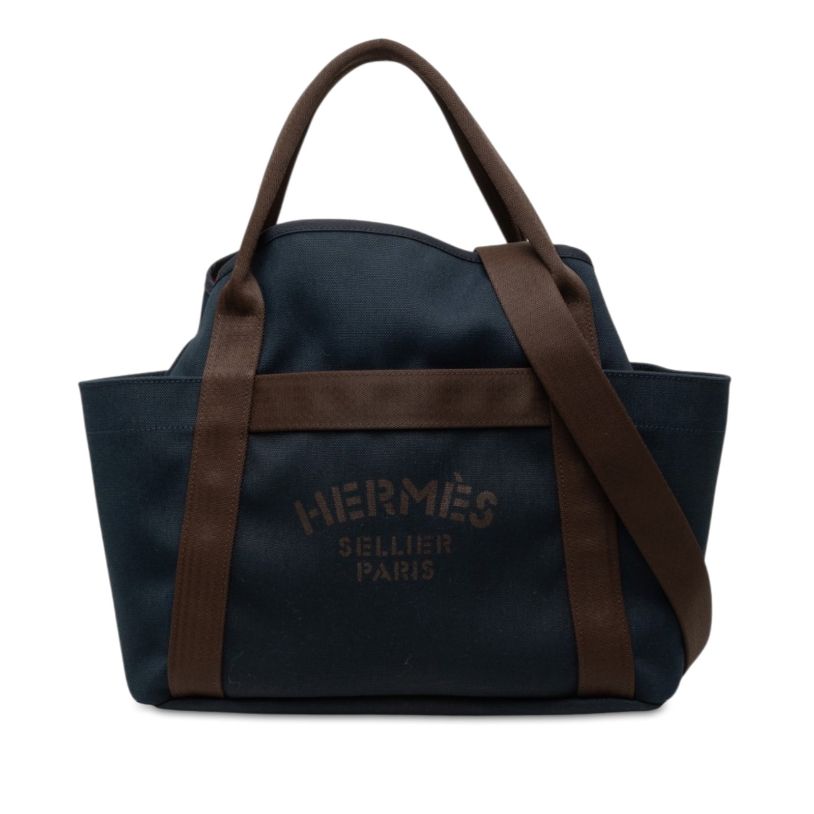 Hermes Toile Sac de Pansage Canvas Satchel Blue: Hermes Toile Sac de Pansage Canvas Satchel Blue This Hermes Toile Sac de Pansage grooming bag is crafted in blue fabric with a satchel silhouette. It features rolled canvas handles, a detachable flat 
