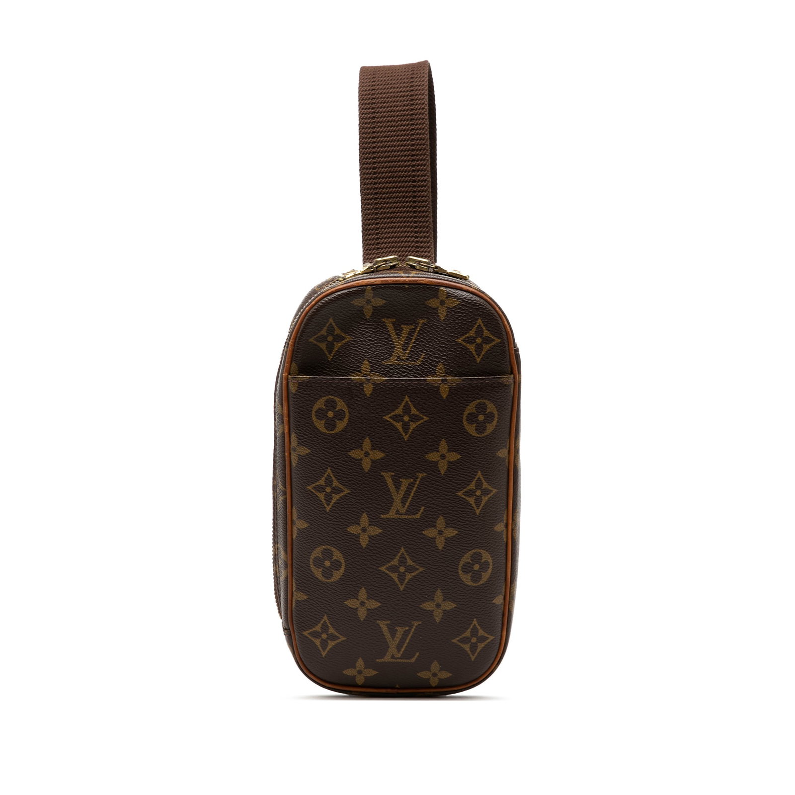 Louis Vuitton Gange Pochette Monogram Canvas Crossbody Bag: Louis Vuitton Gange Pochette Monogram Canvas Crossbody Bag Louis Vuitton Monogram Pochette Gange in brown monogram canvas with an adjustable flat strap, top zip closure, and exterior front slip pocket