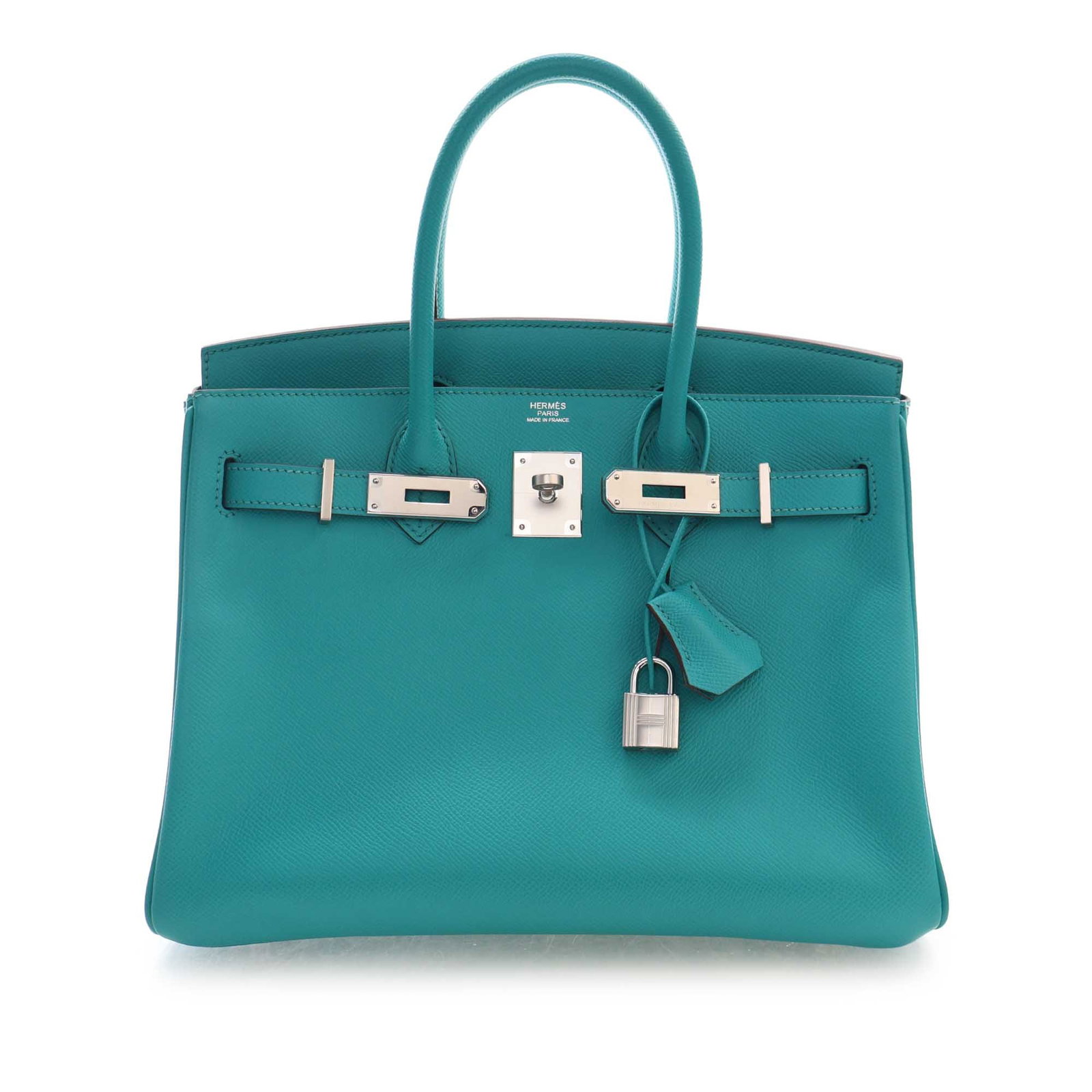 Hermes Birkin Retourne 30 Epsom Leather Bag Bleu Paon: Hermes Birkin Retourne 30 Epsom Leather Bag Bleu Paon Hermes Epsom Birkin Retourne 30 in Bleu Paon Epsom leather. This bag features rolled leather handles, a front flap with turn-lock closure, and int