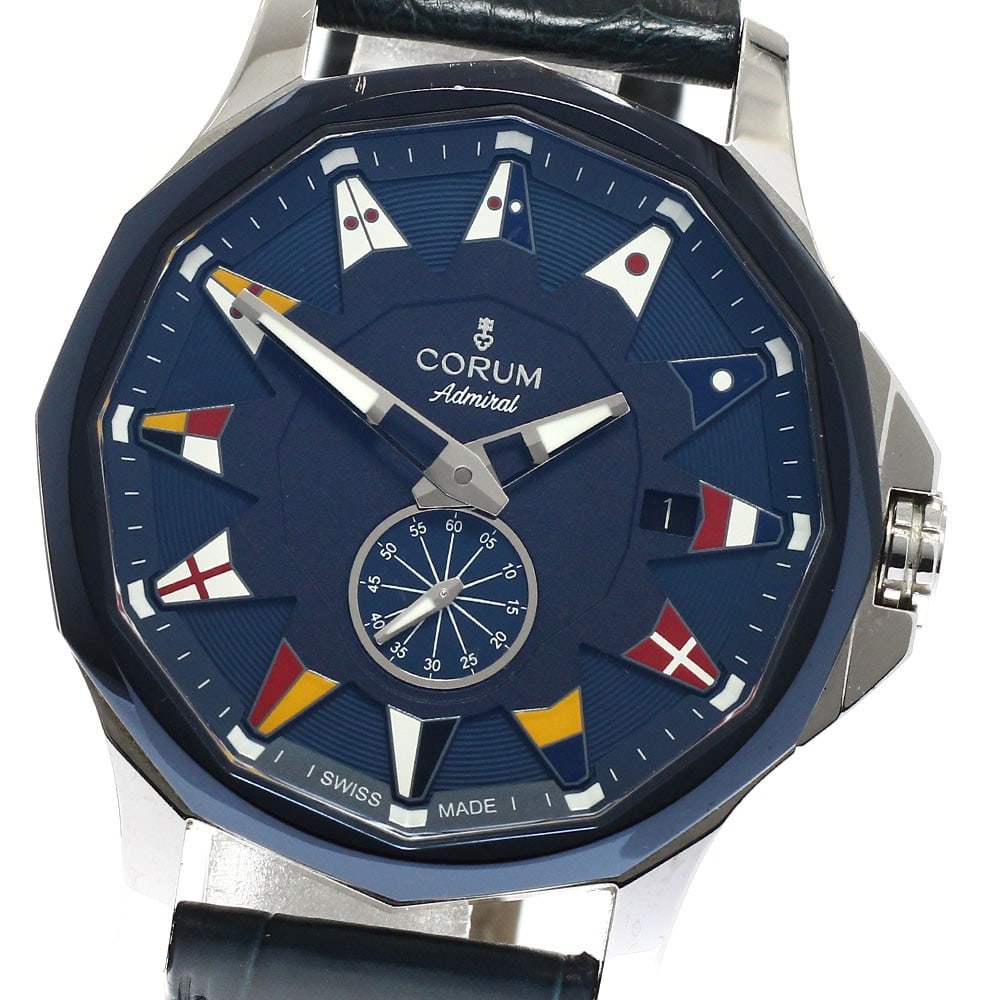 CORUM Admiral Legend 42 Automatic Mens Watch Ref 395.113.20 0F03 AB50: CORUM Admiral Legend 42 Automatic Mens Watch Ref 395.113.20 0F03 AB50 CORUM Admiral Legend 42 men's automatic wristwatch with small seconds and date display. This Swiss-made watch features a navy dial