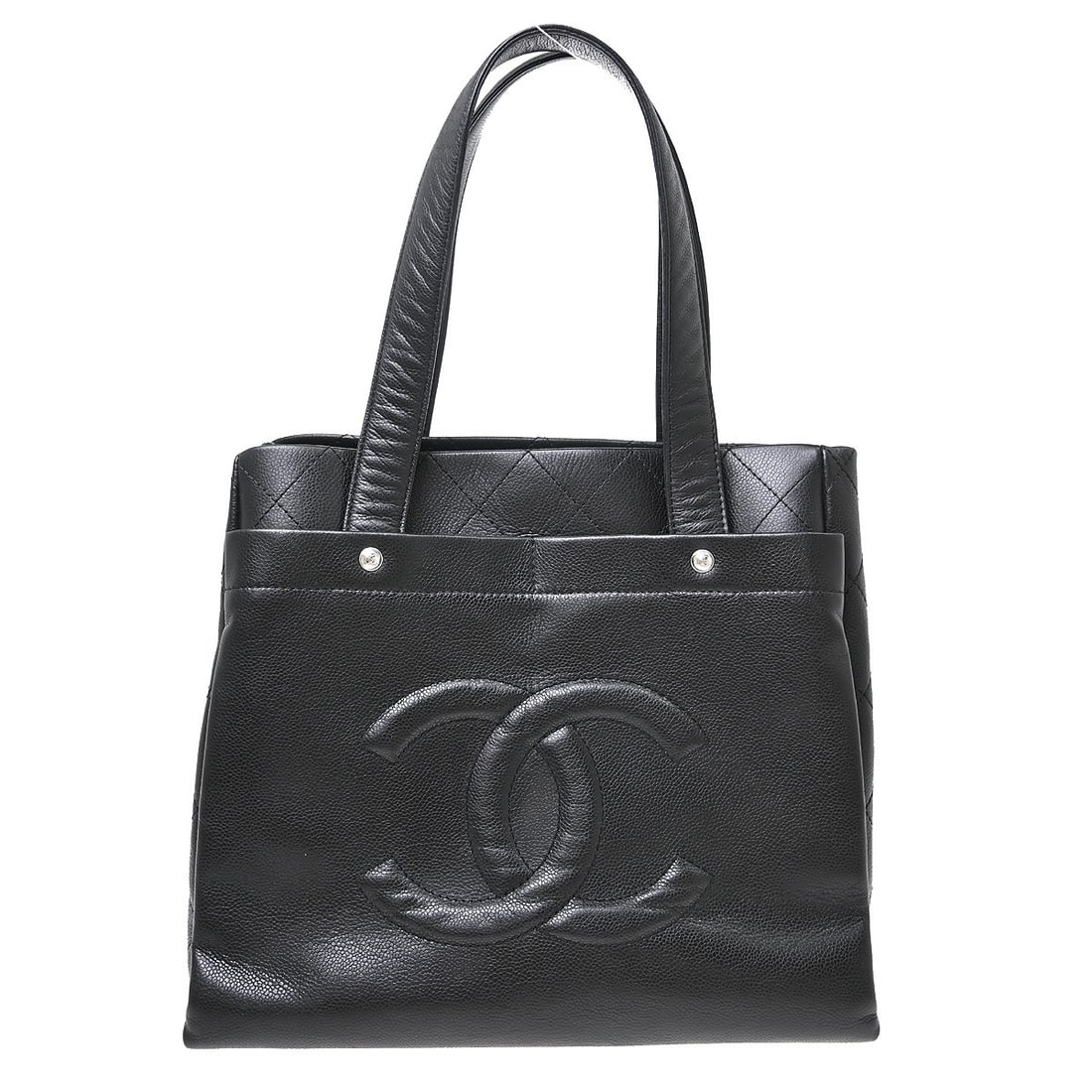 Chanel Ultimate Executive Black Leather Handbag 34cm x 28cm x 15cm: Chanel Ultimate Executive Black Leather Handbag 34cm x 28cm x 15cm A Chanel Ultimate Executive handbag in black leather with a structured silhouette and classic design. Made in Italy, this piece is of