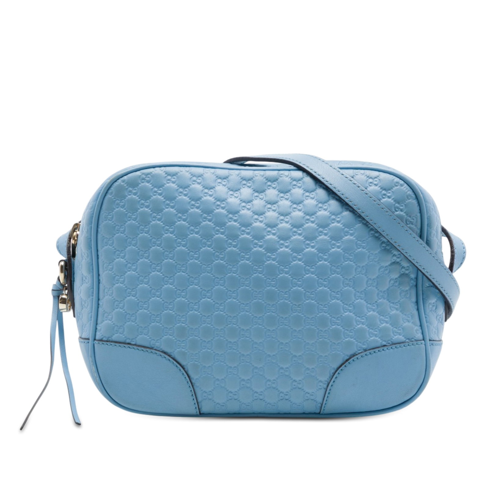 Gucci Microguccissima Bree Leather Crossbody Bag Blue: Gucci Microguccissima Bree Leather Crossbody Bag Blue Gucci Microguccissima Bree Crossbody in blue embossed leather with an adjustable flat leather shoulder strap, top zip closure, and interior slip p