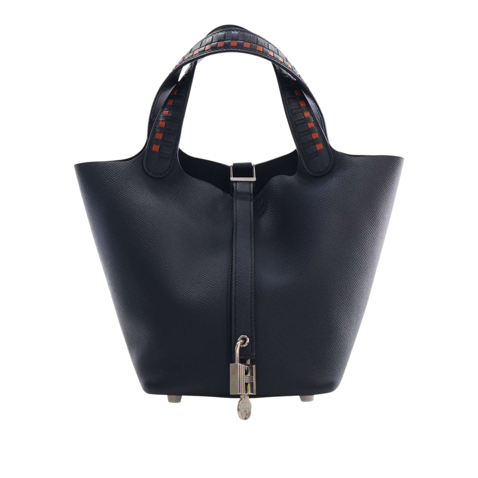 Hermes Picotin Lock 18 Epsom Tressage Leather Bag: Hermes Picotin Lock 18 Epsom Tressage Leather Bag Hermes Picotin Lock 18 in Bleu Indigo Epsom leather with Tressage detailing. This bag features flat leather handles in Bleu Indigo, Noir, and Brique, 