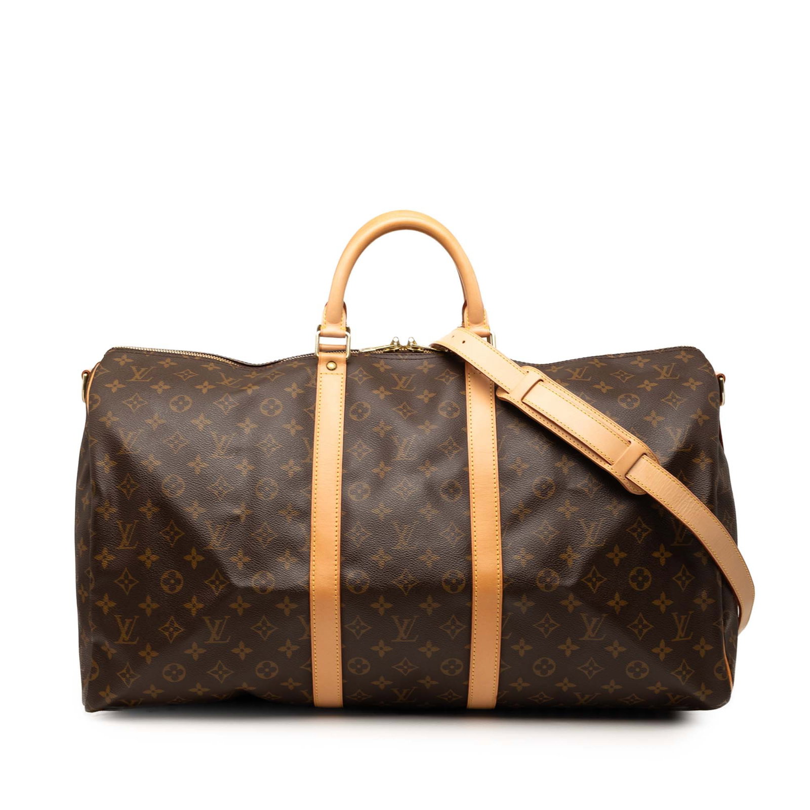 Louis Vuitton Keepall Bandouliere 50 Monogram Travel Bag: Louis Vuitton Keepall Bandouliere 50 Monogram Travel Bag Louis Vuitton Monogram Keepall Bandouliere 50 travel bag crafted with a monogram canvas body, vachetta leather trim, rolled vachetta leather ha