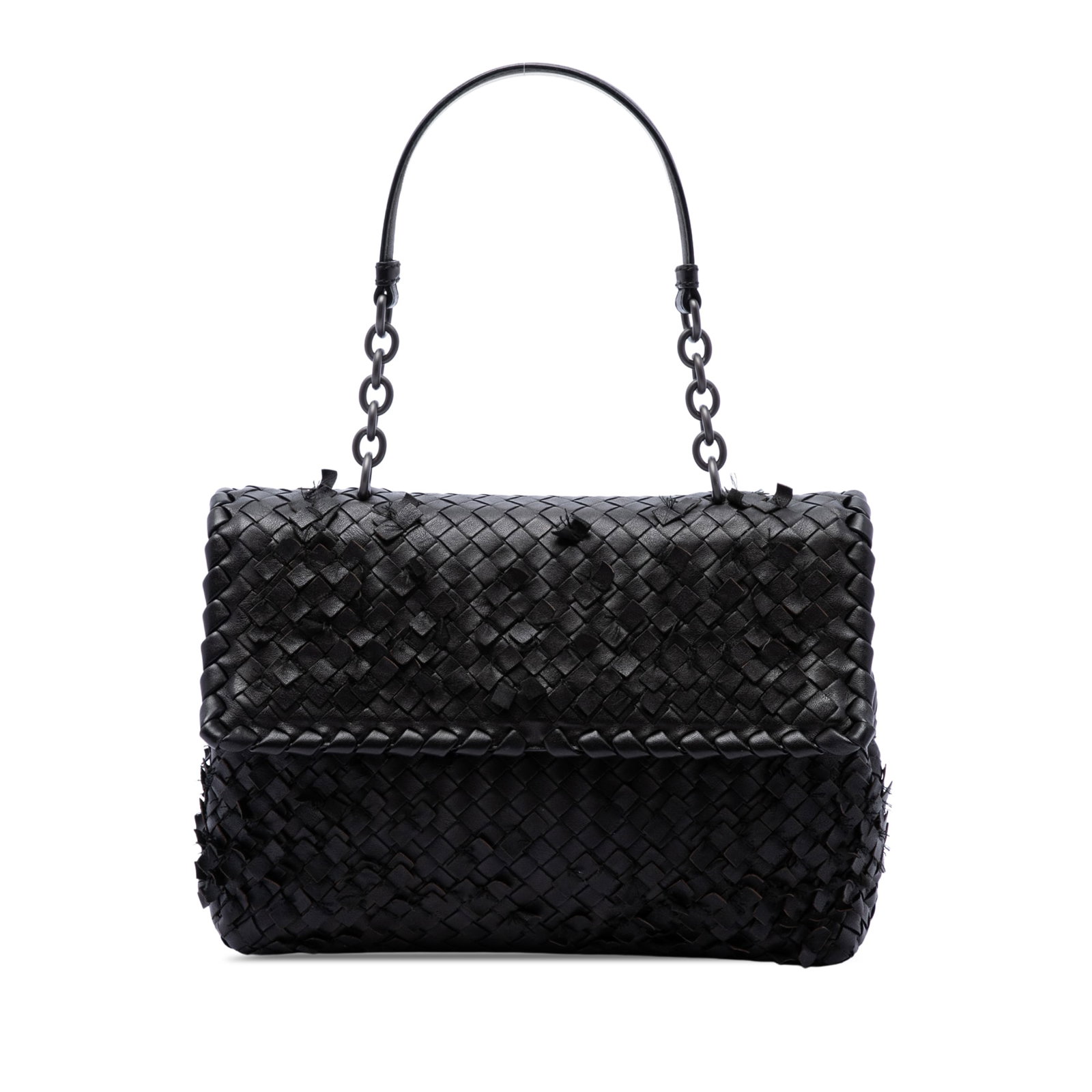 Bottega Veneta Tobu Olimpia brown intrecciato leather shoulder bag: Bottega Veneta Tobu Olimpia brown intrecciato leather shoulder bag A Bottega Veneta Olimpia shoulder bag in brown nappa intrecciato leather with a ruffled woven body. It features a curb chain and leat