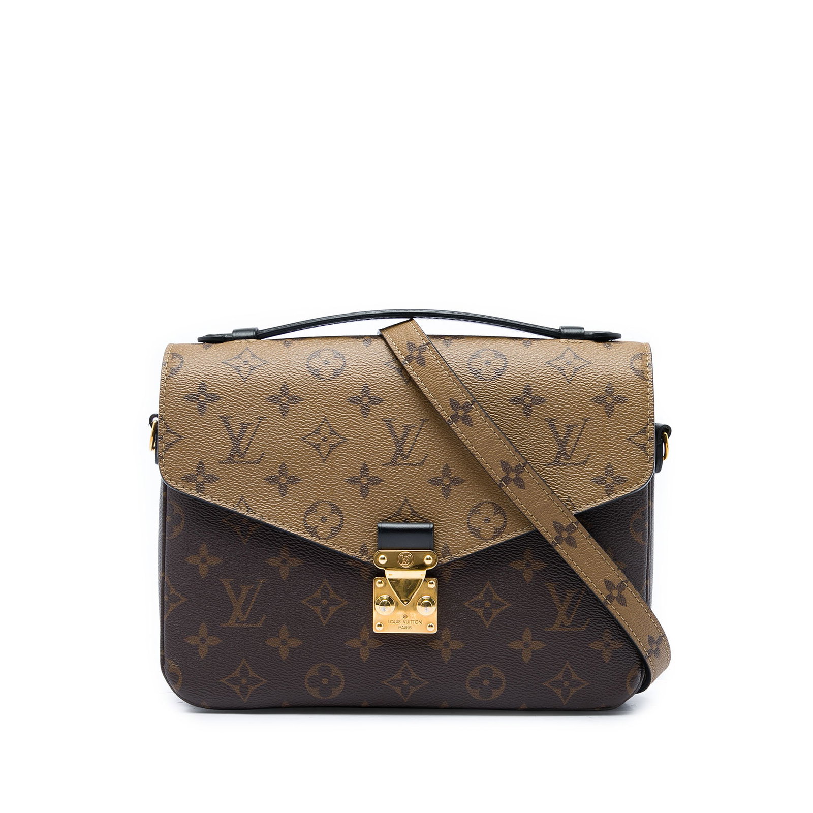 Louis Vuitton Pochette Metis Monogram Reverse Shoulder Bag: Louis Vuitton Pochette Metis Monogram Reverse Shoulder Bag Louis Vuitton Monogram Reverse Pochette Metis in brown monogram canvas with a structured silhouette and versatile carry options. This bag fea
