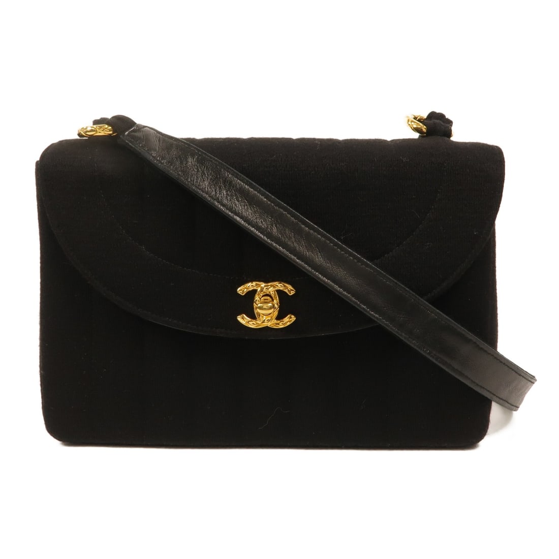 CHANEL Mademoiselle CC Single Flap Canvas Shoulder Bag Black: CHANEL Mademoiselle CC Single Flap Canvas Shoulder Bag Black Chanel Mademoiselle vertical quilted single flap shoulder bag in black canvas with CC turn-lock closure. This women's shoulder bag features