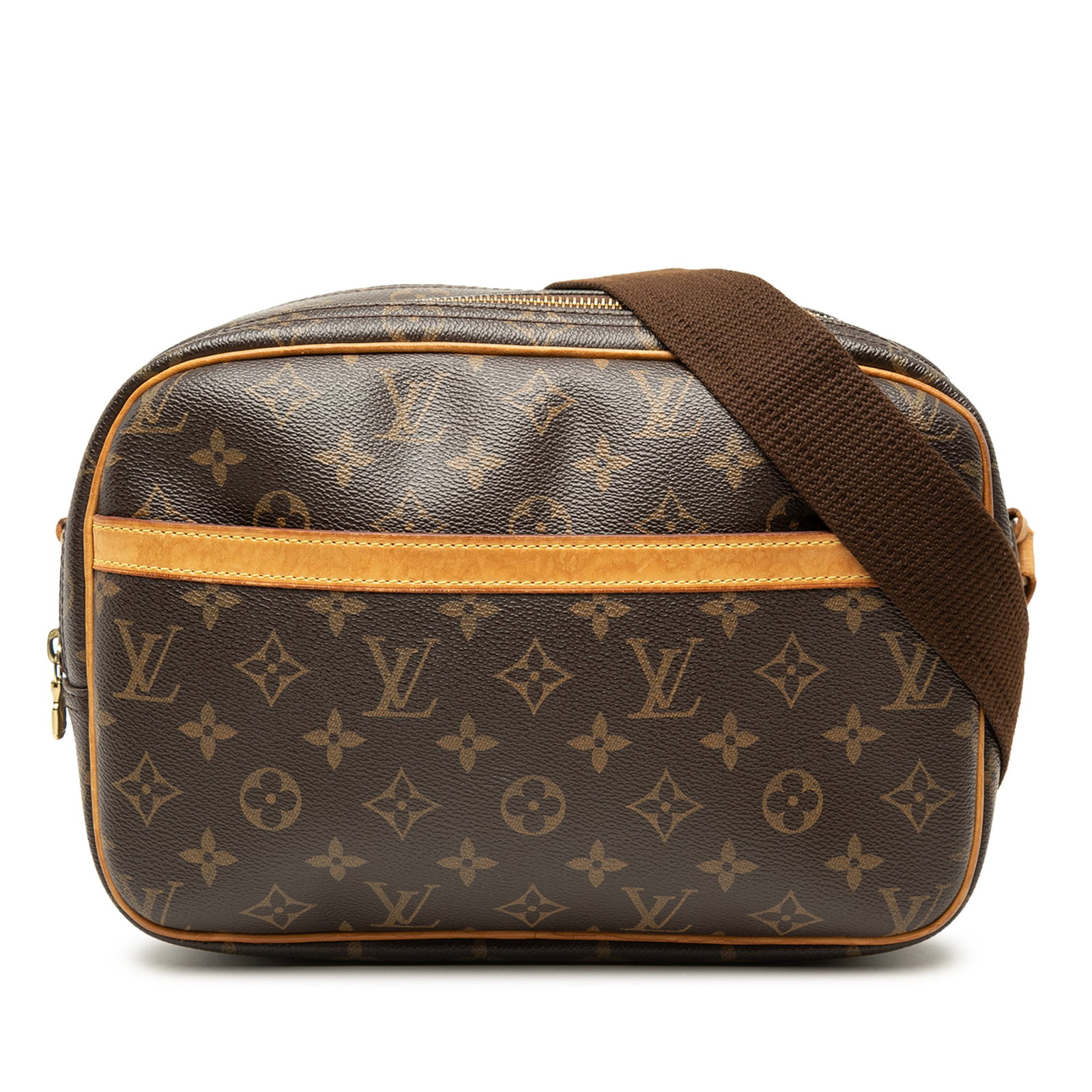 Louis Vuitton Reporter PM Monogram Crossbody Bag Brown: Louis Vuitton Reporter PM Monogram Crossbody Bag Brown Louis Vuitton Monogram Reporter PM shoulder bag with a monogram canvas body, vachetta leather trim, an adjustable flat strap, double top-zip comp