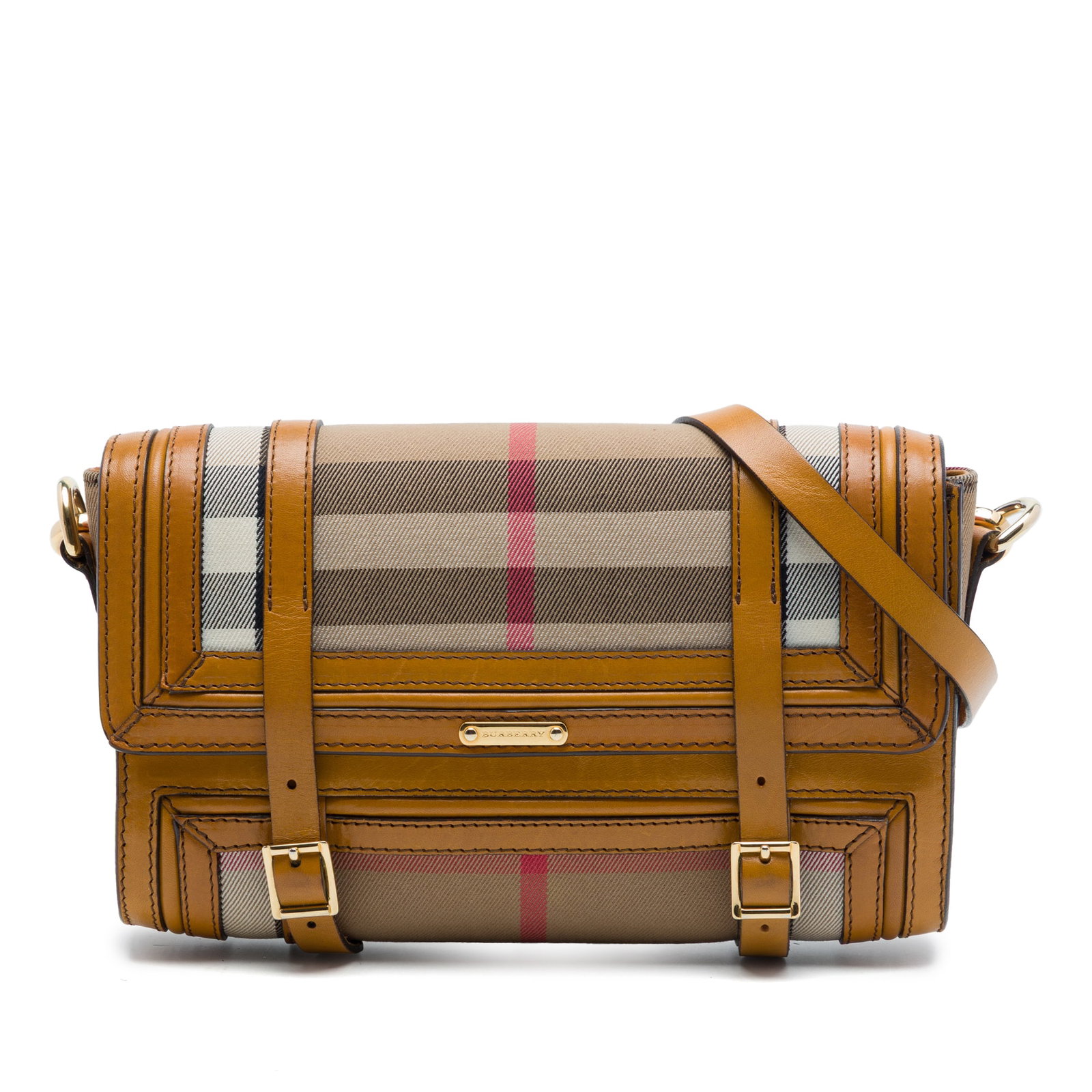 Burberry Bridle Crossbody Bag in House Check Canvas Leather Trim: Burberry Bridle Crossbody Bag in House Check Canvas Leather Trim Burberry House Check Canvas and Leather Trimmed Bridle Crossbody crafted with a canvas body and leather trim. The bag features an adjus