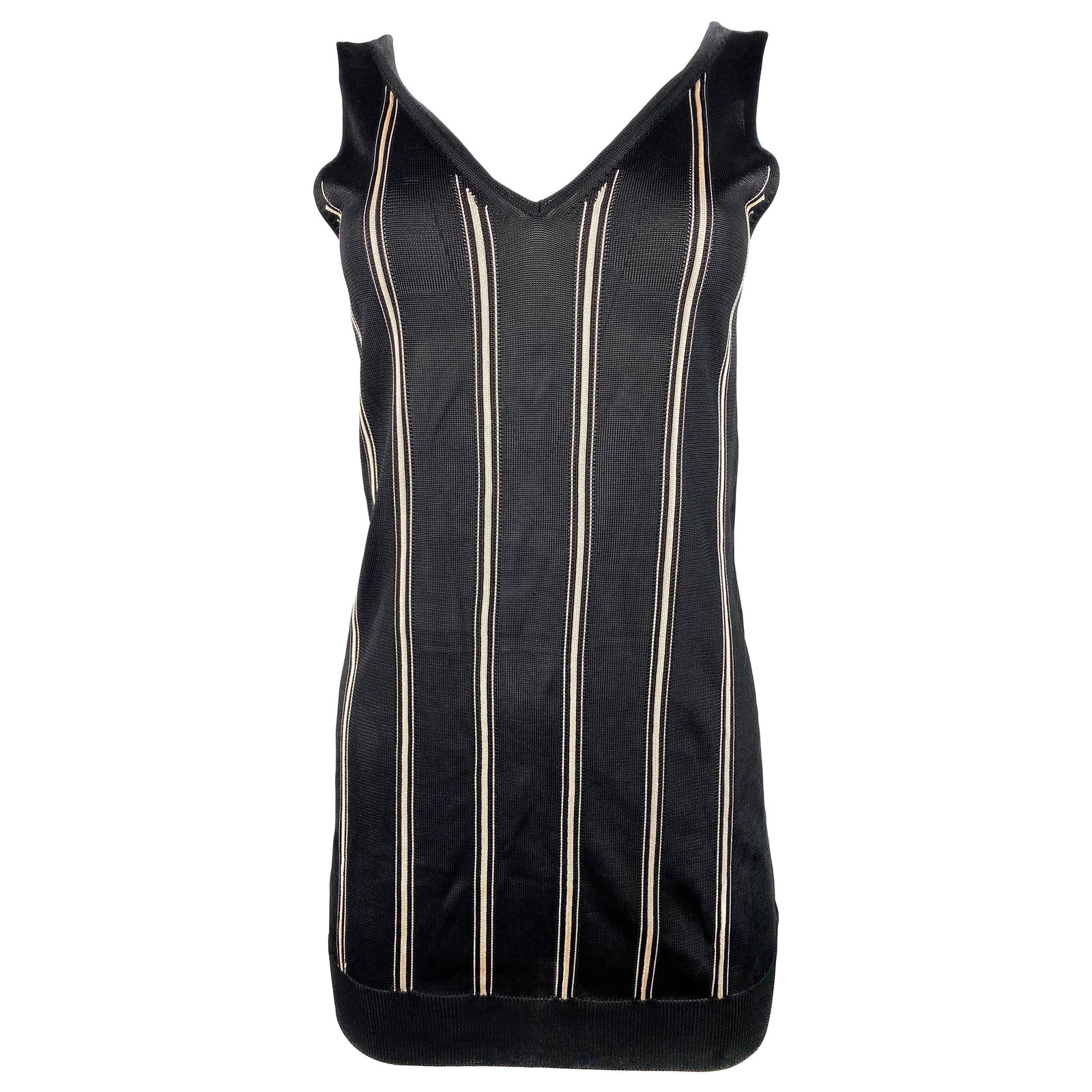 Lanvin Paris sleeveless knit top black white striped (1 of 10)