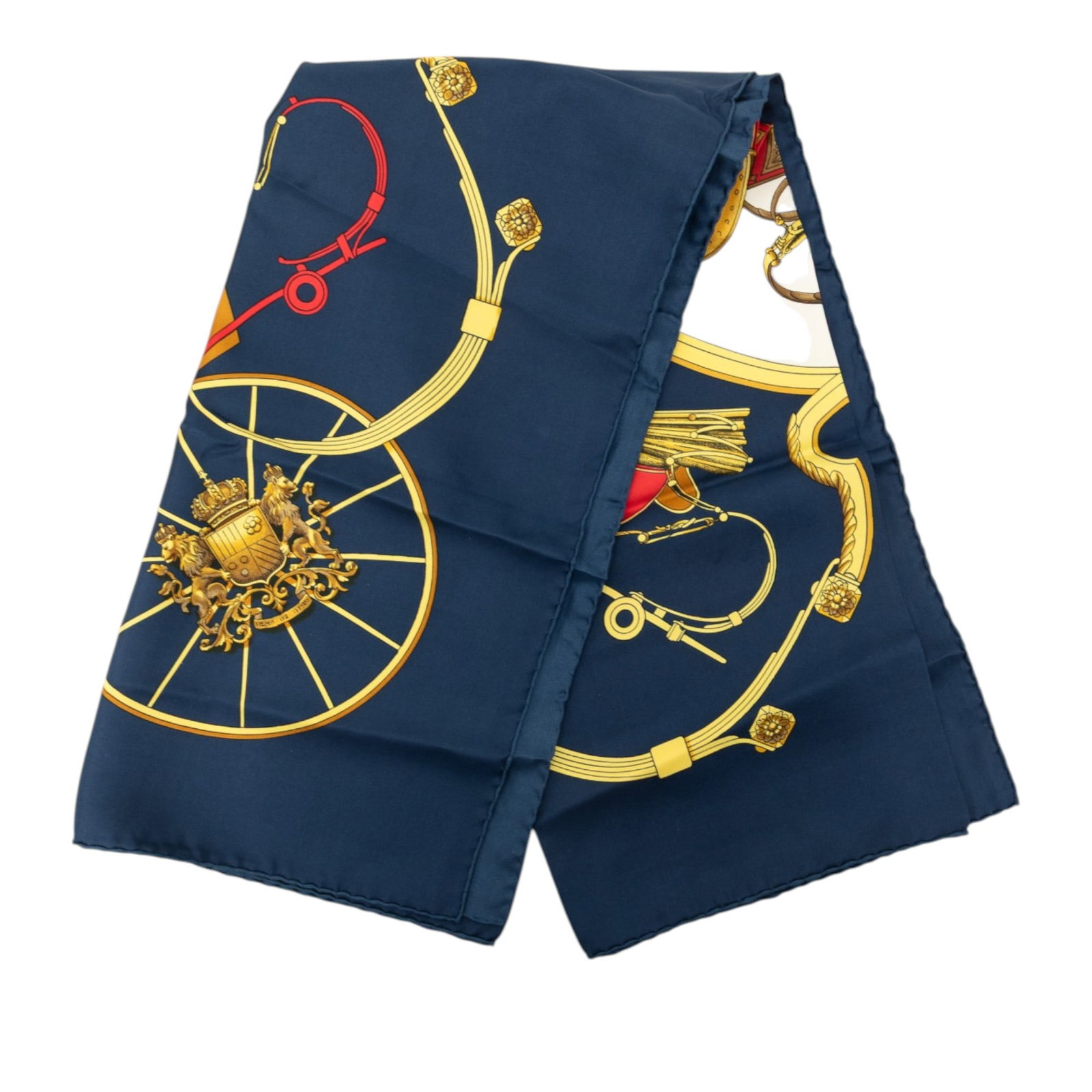Hermes Springs 90 Silk Scarf Blue Made in France: Hermes Springs 90 Silk Scarf Blue Made in France Hermes Springs Silk Scarf 90 in blue, featuring the Springs print on 100% silk. Made in France, this accessory has an AB condition rating with staining