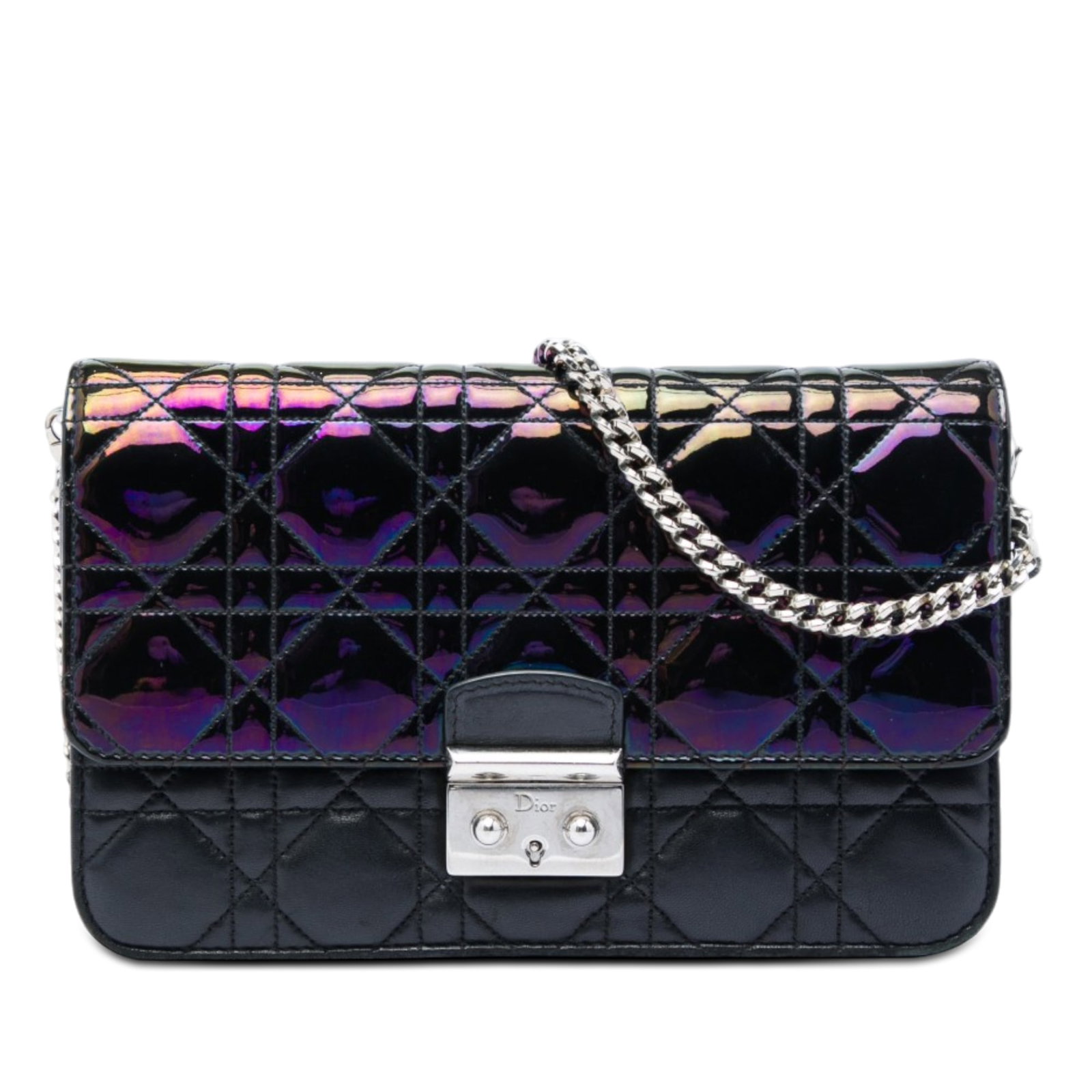 Dior Miss Dior Promenade Black Cannage Leather Crossbody Bag: Dior Miss Dior Promenade Black Cannage Leather Crossbody Bag A Dior Miss Dior Promenade crossbody bag crafted in black patent and lambskin leather with the Cannage quilted design. The bag features a c