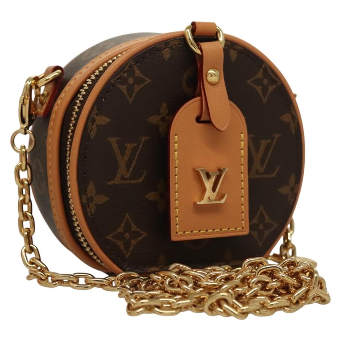 Louis Vuitton M44699 Mini Boite Chapeau Monogram Canvas Shoulder Bag: Louis Vuitton M44699 Mini Boite Chapeau Monogram Canvas Shoulder Bag Louis Vuitton Monogram Mini Boite Chapeau shoulder bag in monogram canvas. This women's bag is made in Italy and includes a dust ba
