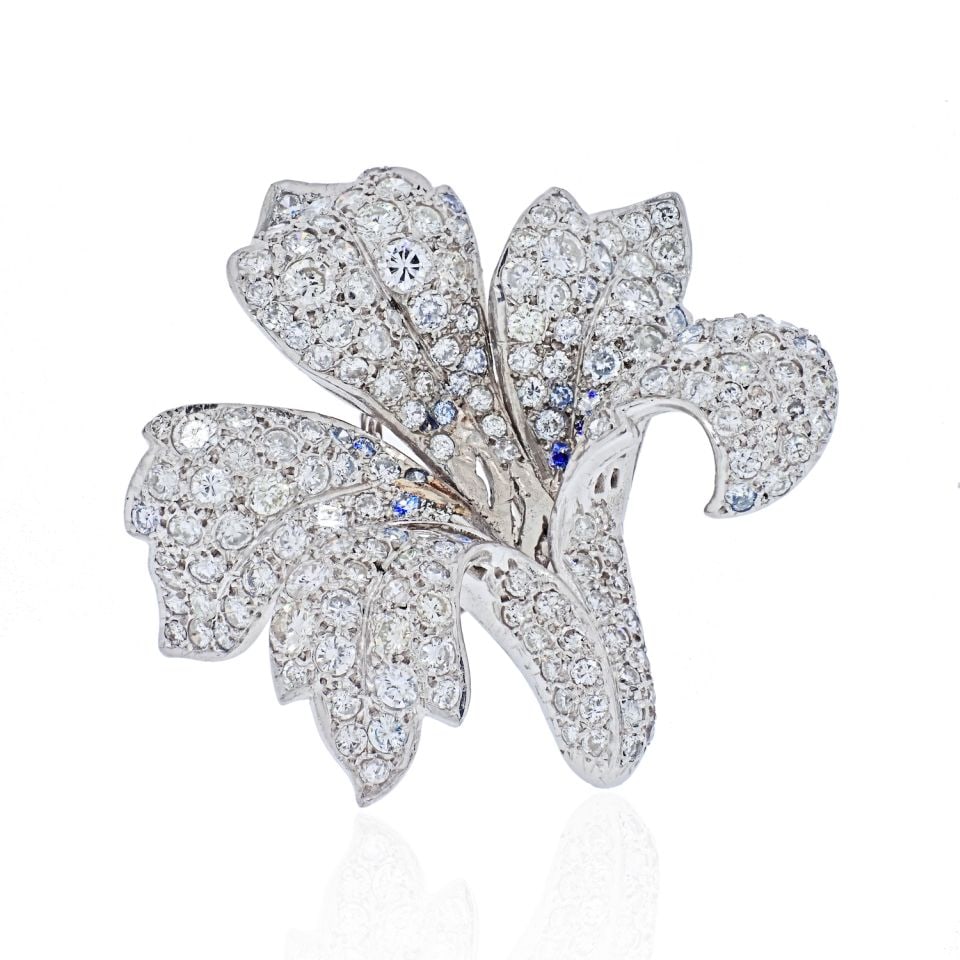 Platinum Diamond Orchid Flower Ring 8.5 Cts Estate Jewelry (1 of 3)