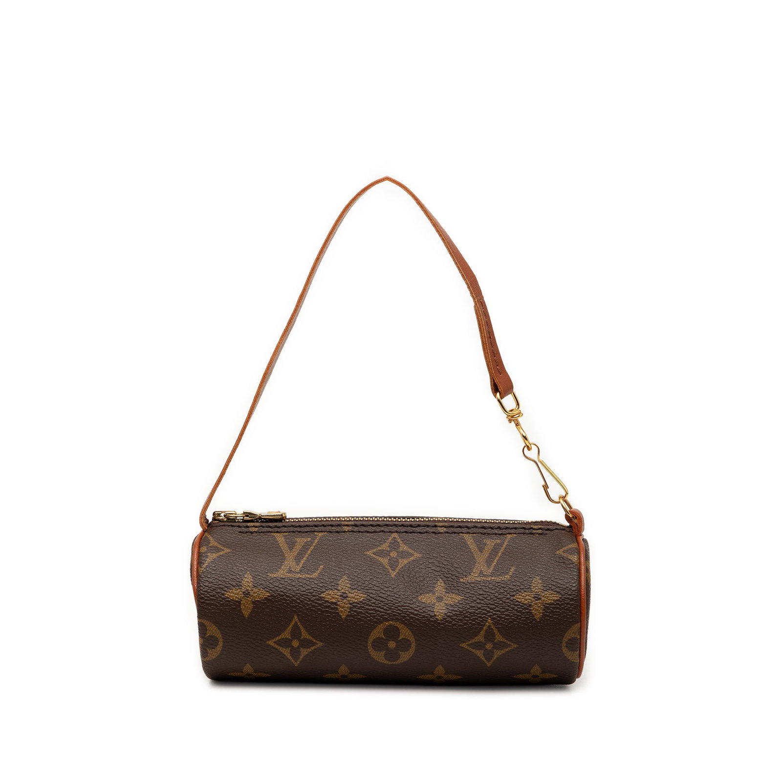 Louis Vuitton Papillon Pochette Monogram Canvas Handbag: Louis Vuitton Papillon Pochette Monogram Canvas Handbag Louis Vuitton Monogram Papillon Pochette crafted with a monogram canvas body, leather trim, a flat leather strap, and a top zip closure. Made in