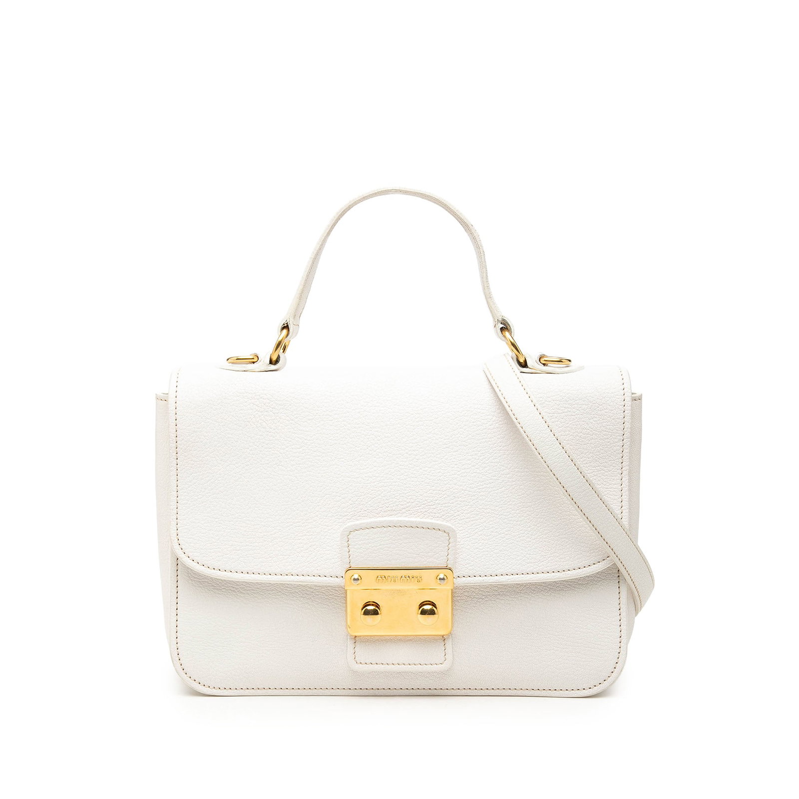 Miu Miu Madras goatskin top handle satchel with push lock (1 of 8)