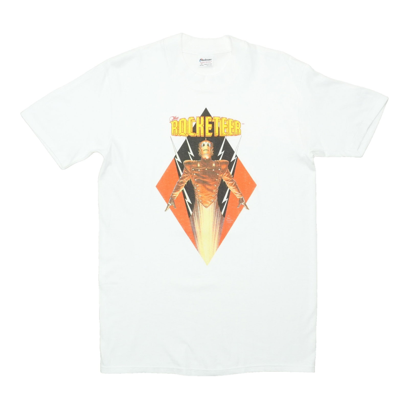 Vintage 1991 The Rocketeer Graffiti T Shirt White Medium: Vintage 1991 The Rocketeer Graffiti T Shirt White Medium Original vintage 1991 The Rocketeer Movie Graphitti shirt in white. This is a true vintage shirt, not a modern reproduction. It is in excellent