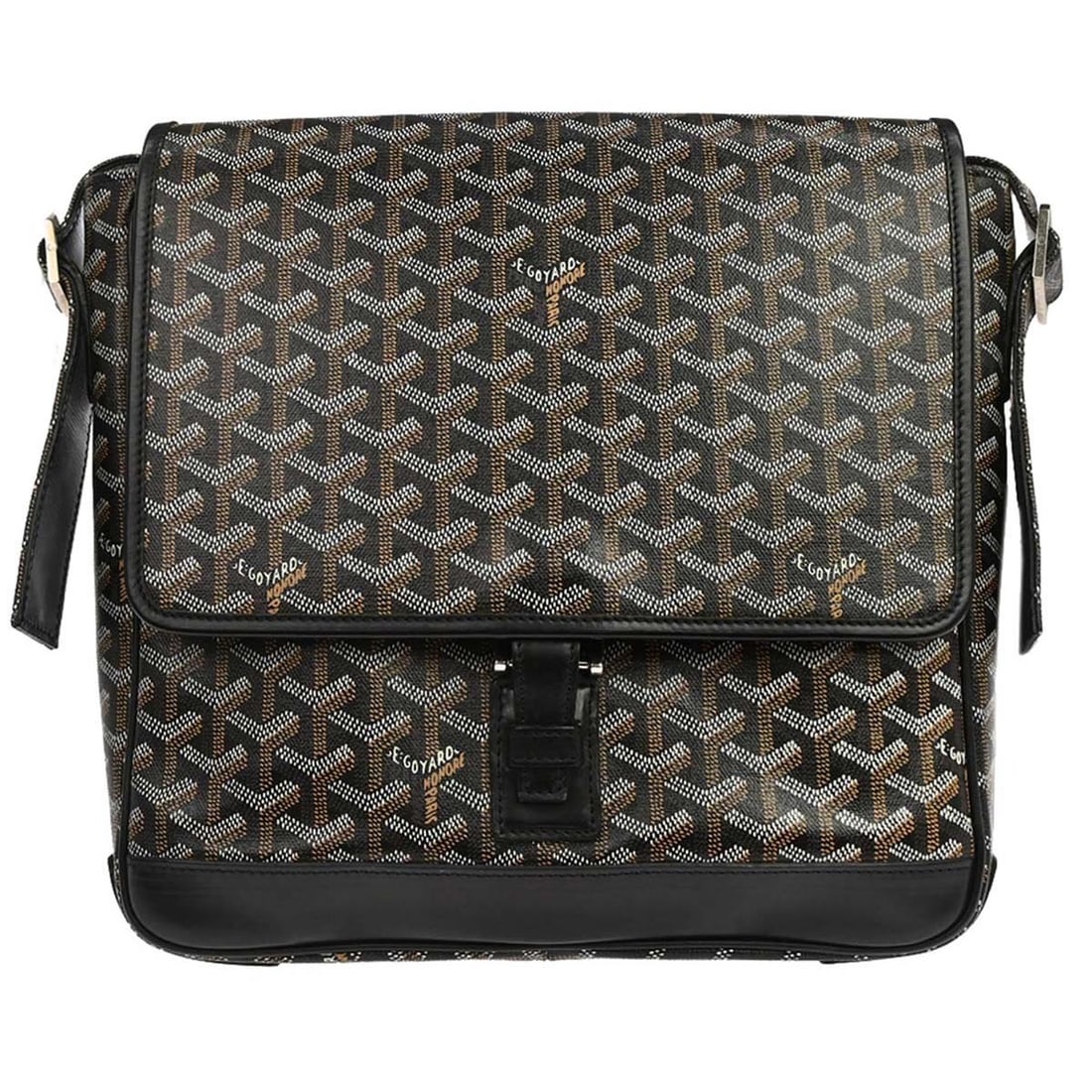 Goyard Grand Bleu MM Large Black Shoulder Bag: Goyard Grand Bleu MM Large Black Shoulder Bag Goyard Grand Bleu MM shoulder bag in black Goyardine canvas and leather. This large unisex bag features logo accents, a canvas lining, one exterior pocket