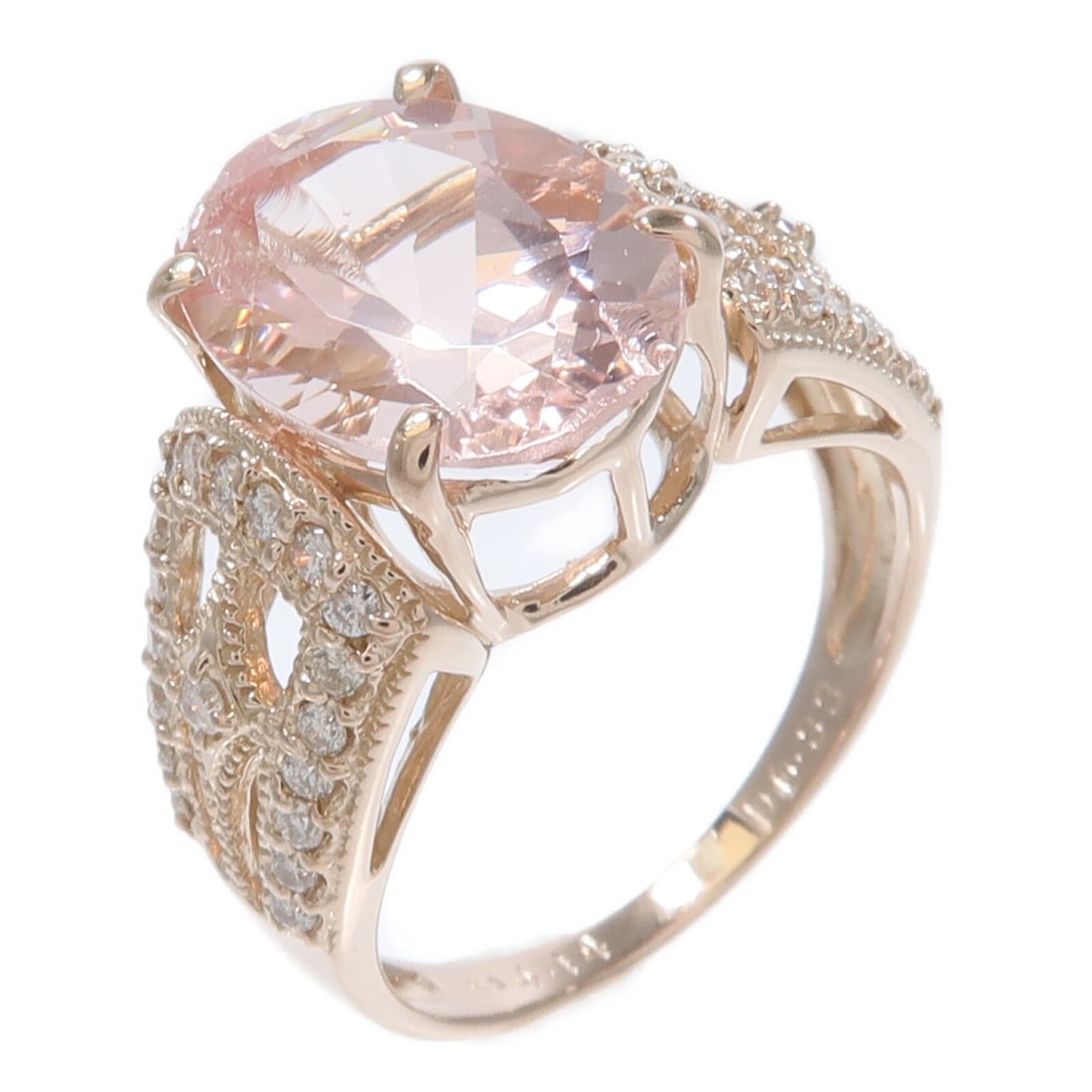 18K Rose Gold Morganite Diamond Ring Size 6.75 (1 of 8)