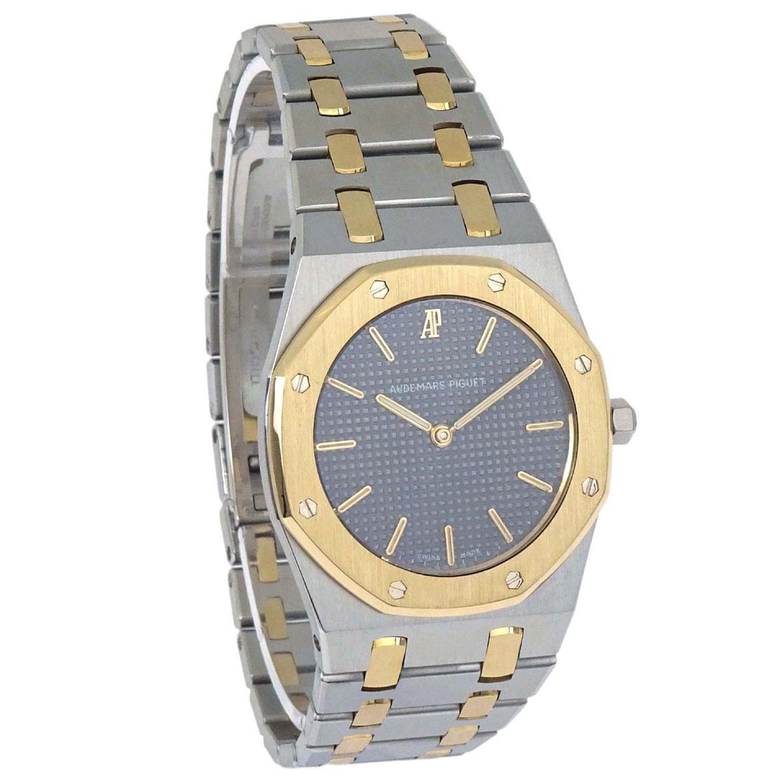 Audemars Piguet Royal Oak 33mm wristwatch Ref 56303SA quartz 18KYG SS: Audemars Piguet Royal Oak 33mm wristwatch Ref 56303SA quartz 18KYG SS Vintage Audemars Piguet Royal Oak wristwatch with a black analog dial and quartz movement. This Swiss-made model features a two-to