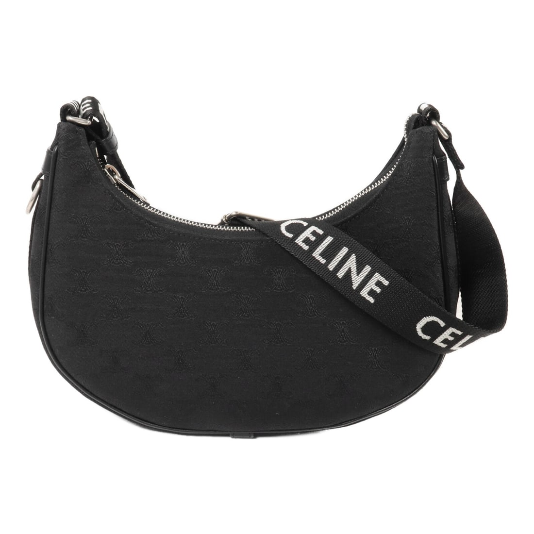 CELINE Ava Medium Canvas Shoulder Bag Black SHW (1 of 14)