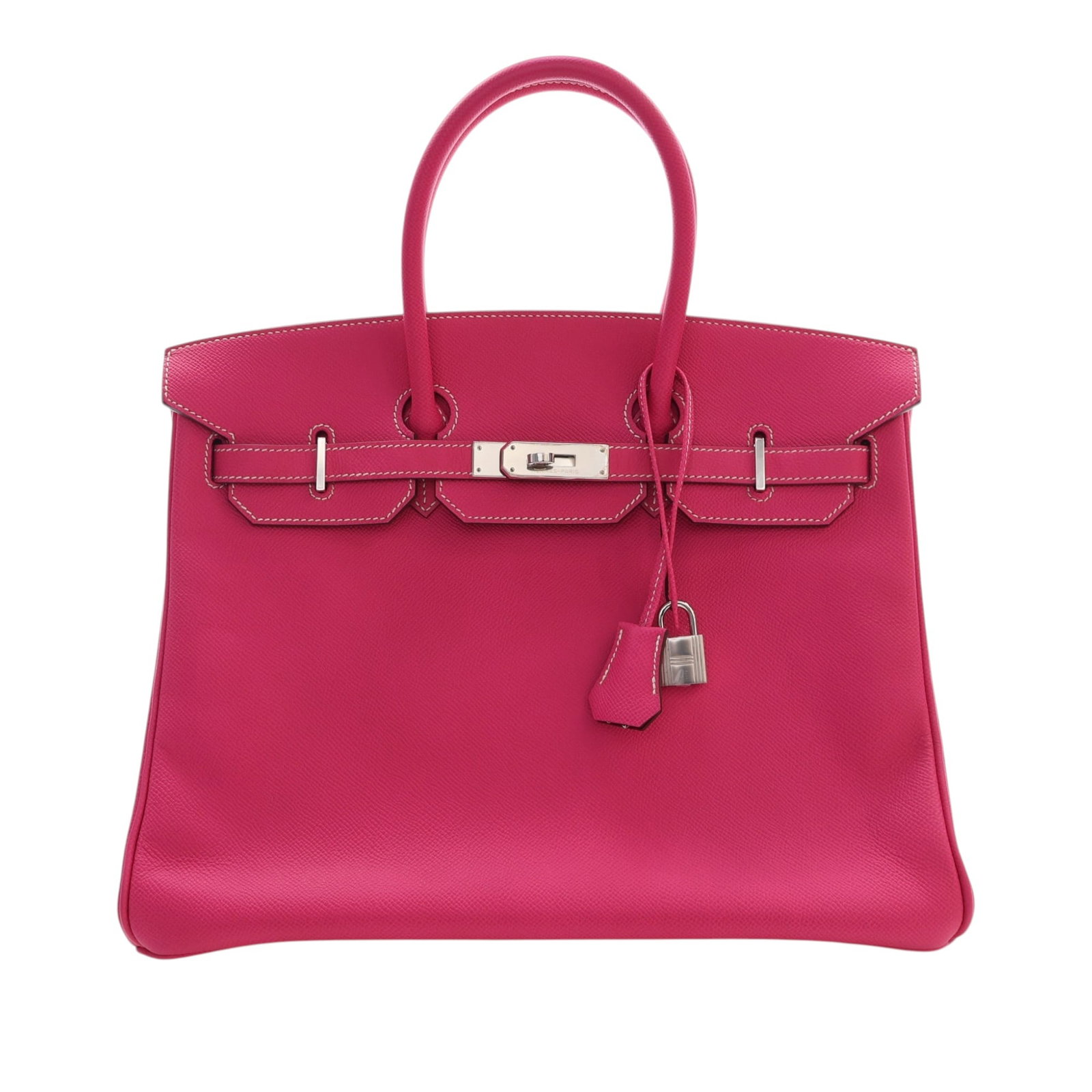 Hermes Birkin Retourne 35 Epsom Leather Candy Verso Bag: Hermes Birkin Retourne 35 Epsom Leather Candy Verso Bag Hermes Epsom Candy Verso Birkin Retourne 35 in Rose Tyrien Epsom leather with a Rubis interior. This handbag features rolled leather handles, a 